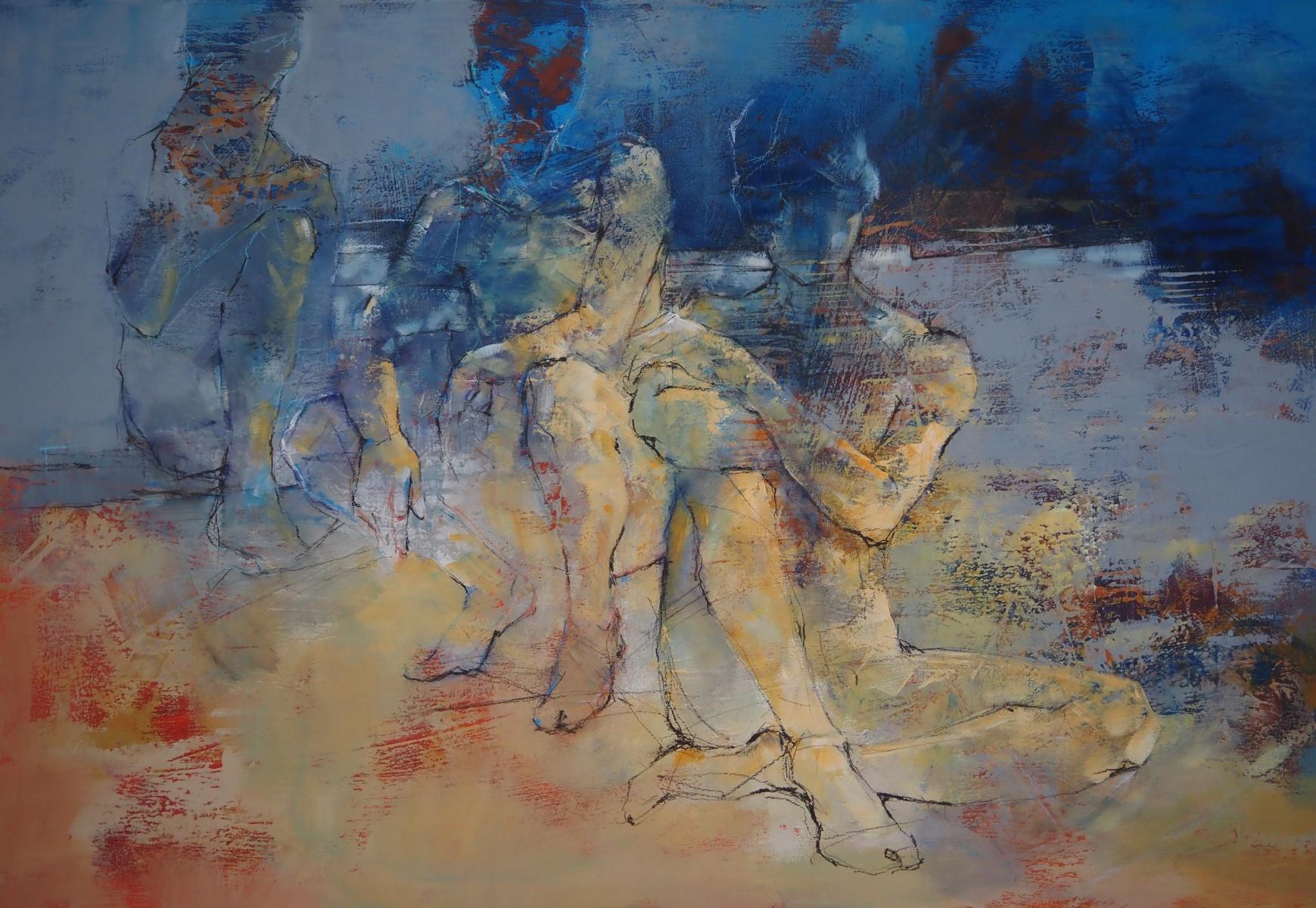 Relations III Original Figurative Acrylic Painting on Canvas - Modern Nude Study