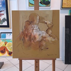 Studio della figura maschile, figurativo contemporaneo, acrilico su tela
