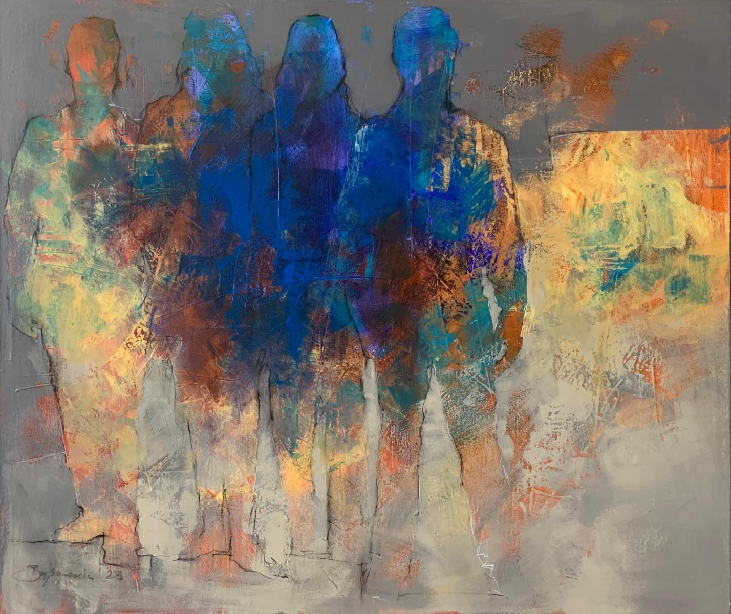 The people. Figurative Acrylic Painting, Abstraction, Polish artist