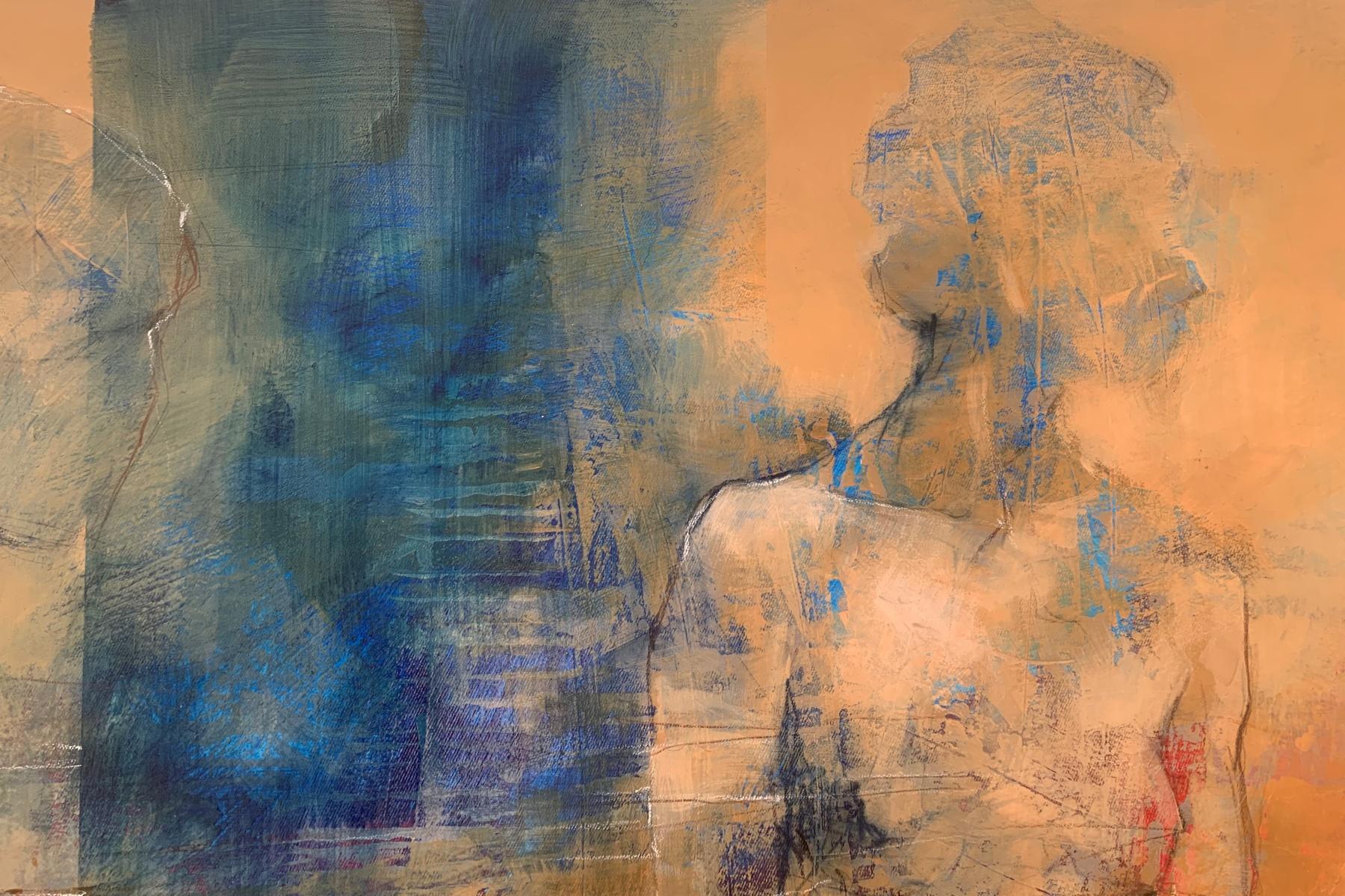 Untitled. Figurative and abstract acrylic painting, Female body, Polish artist - Contemporary Painting by Michał Bajsarowicz