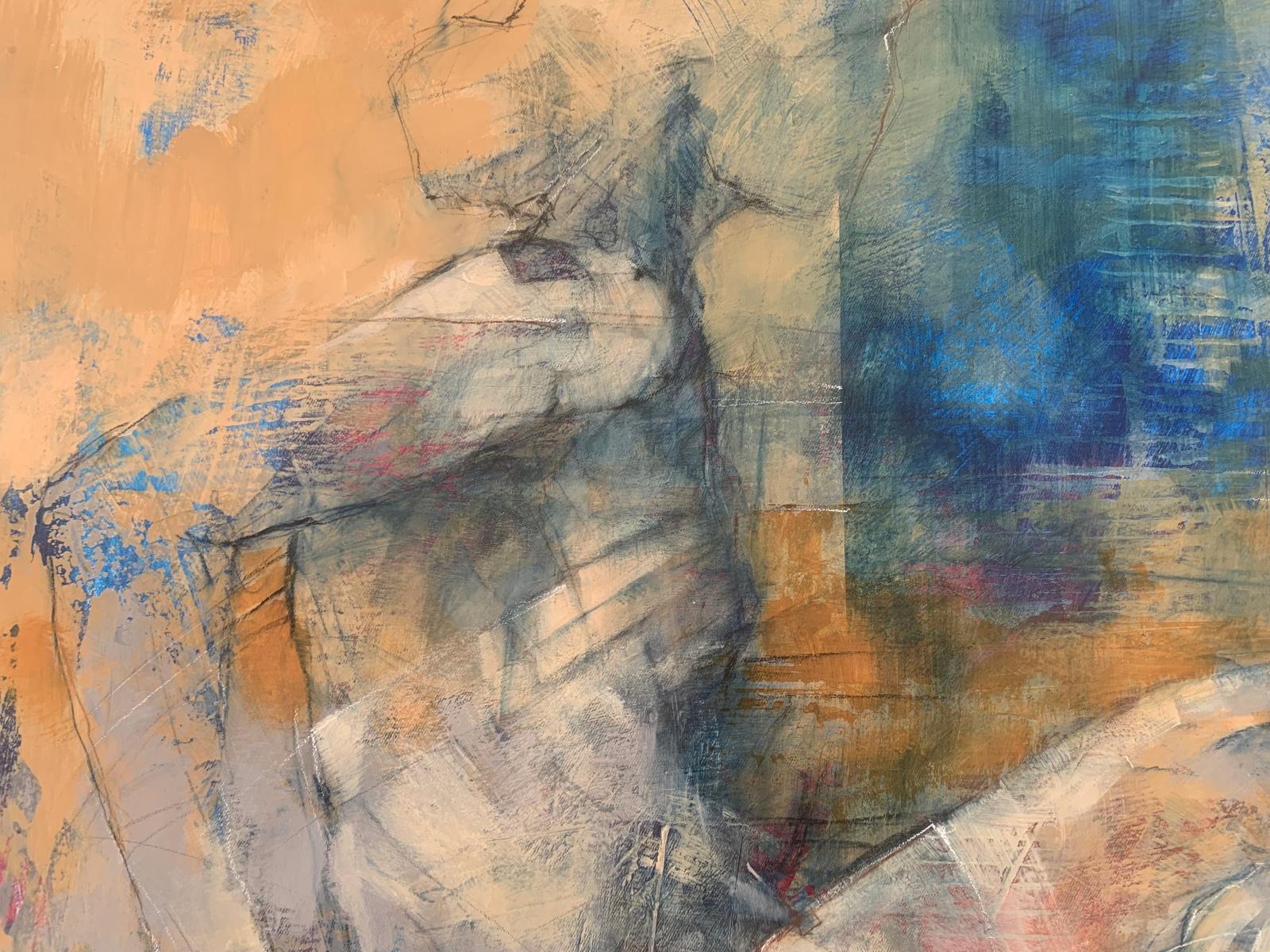 Untitled. Figurative and abstract acrylic painting, Female body, Polish artist - Brown Figurative Painting by Michał Bajsarowicz