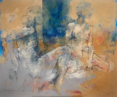 Untitled. Figurative and abstract acrylic painting, Female body, Polish artist
