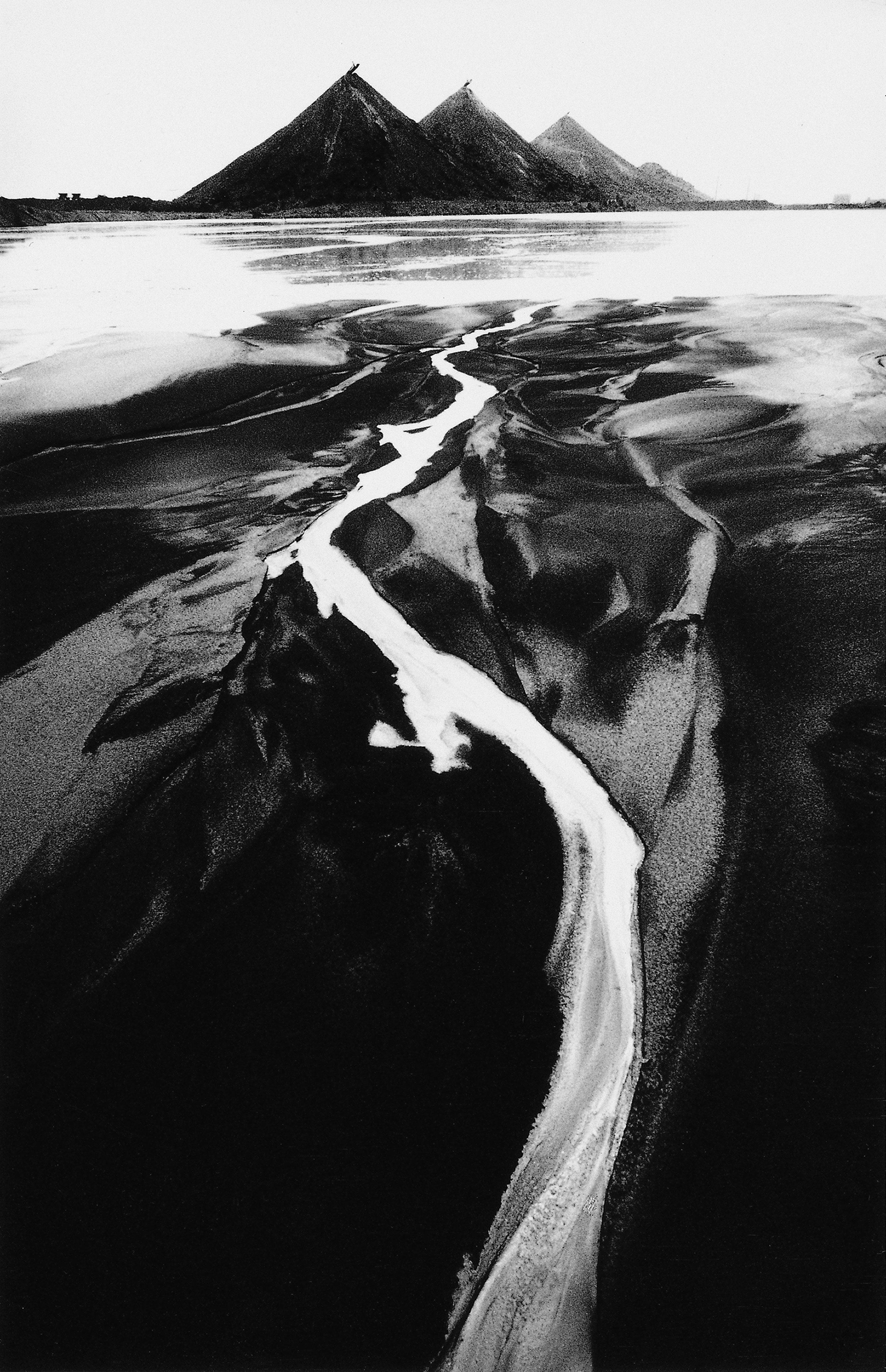 Michal Cala Black and White Photograph - Slagheaps, Silesia - Graphic Black and White Landscape, Silver Gelatin Print