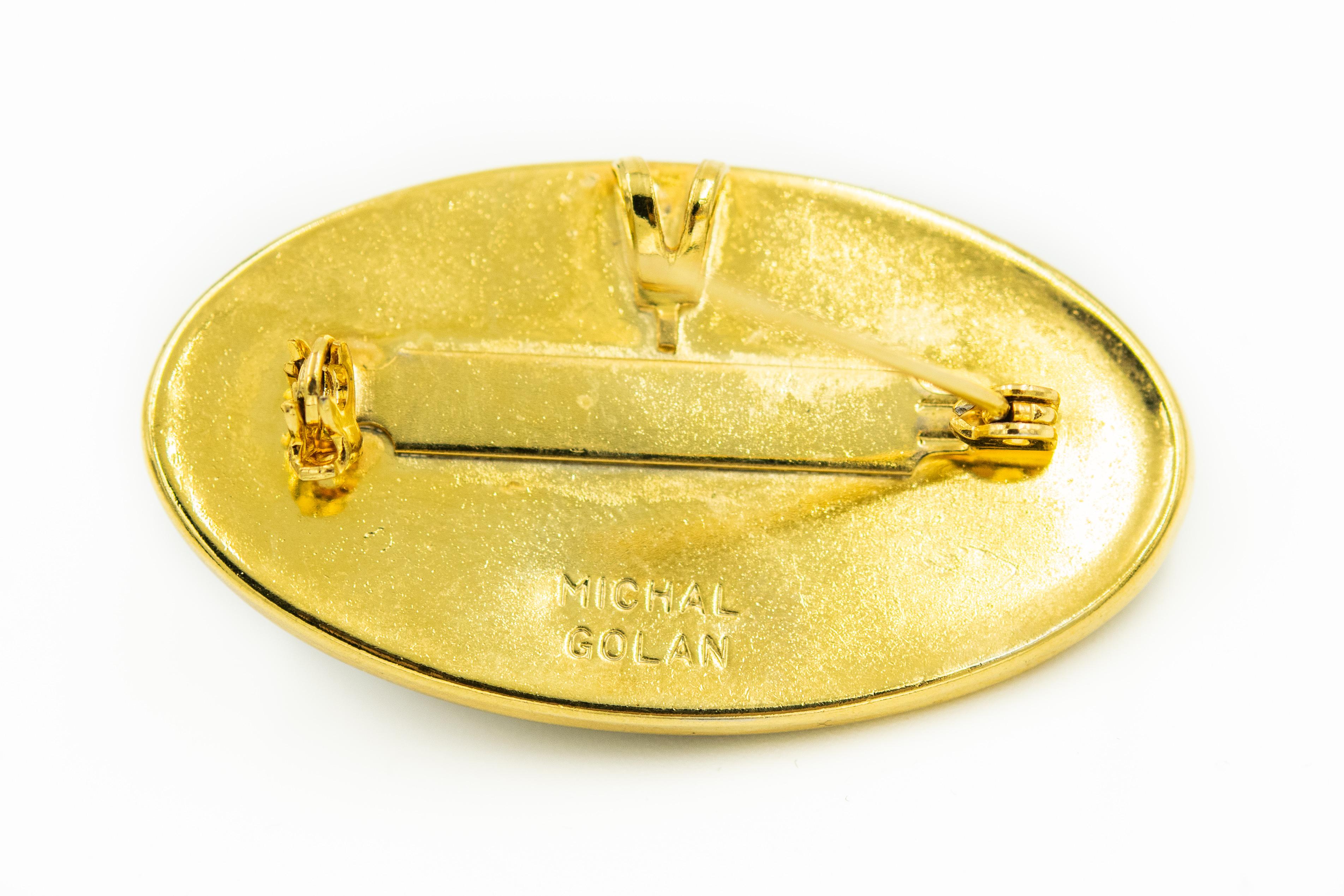 Michal Golan Brooch Pendant and Bracelet Gemstone Gold-plated Set For Sale 3