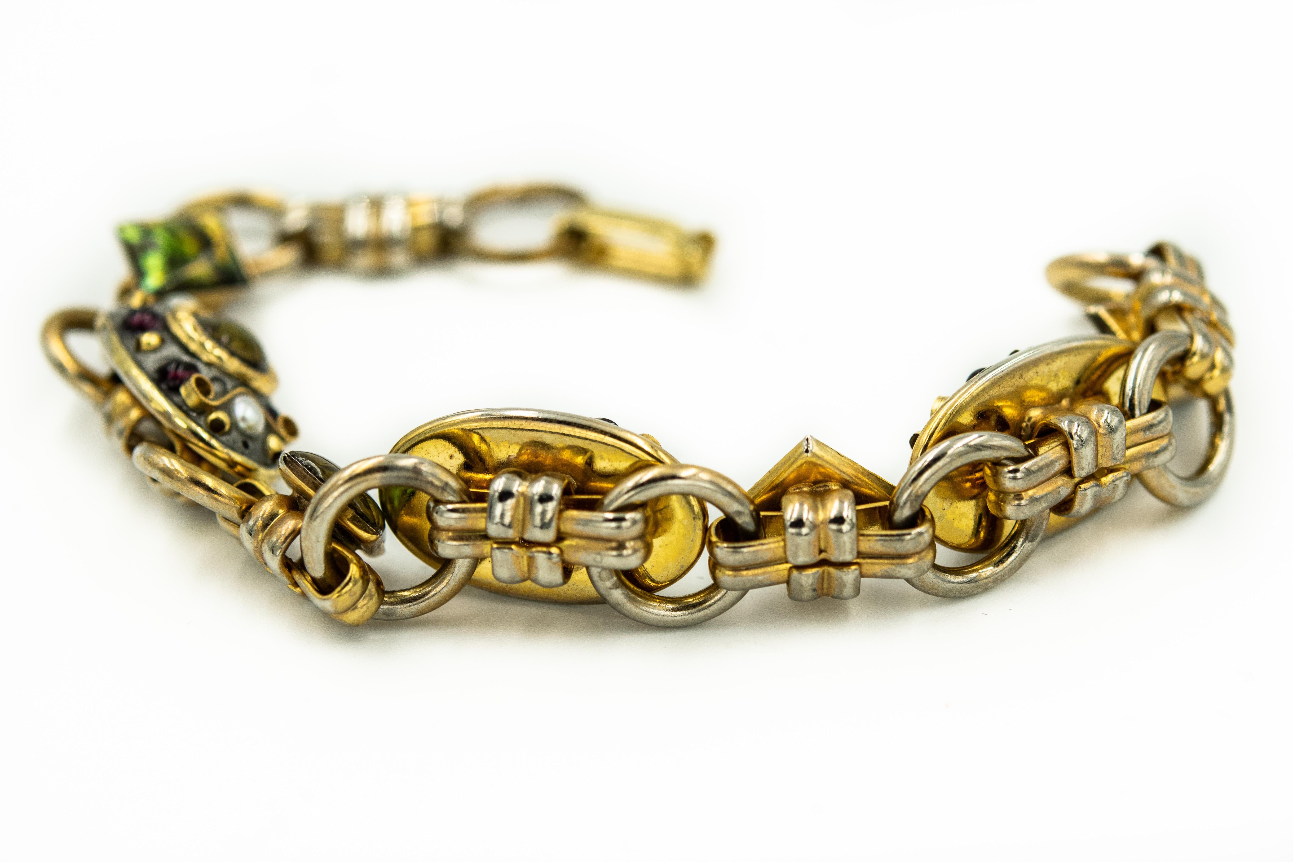 Michal Golan Broche et bracelet plaqué or avec pierres précieuses Unisexe en vente