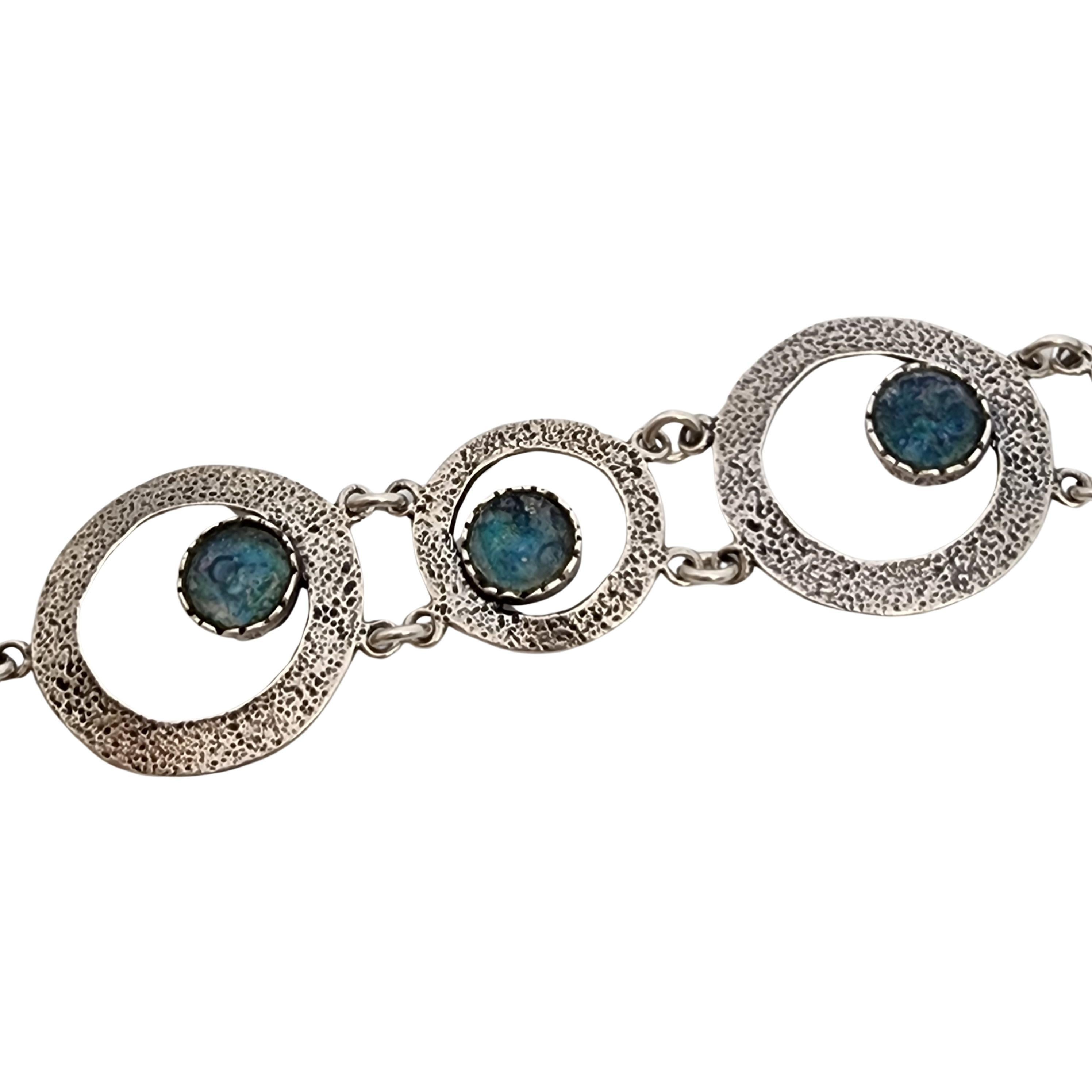 Donna Michal Kirat Bracciale moderno con cerchi in vetro romano martellato in argento sterling #17680 in vendita