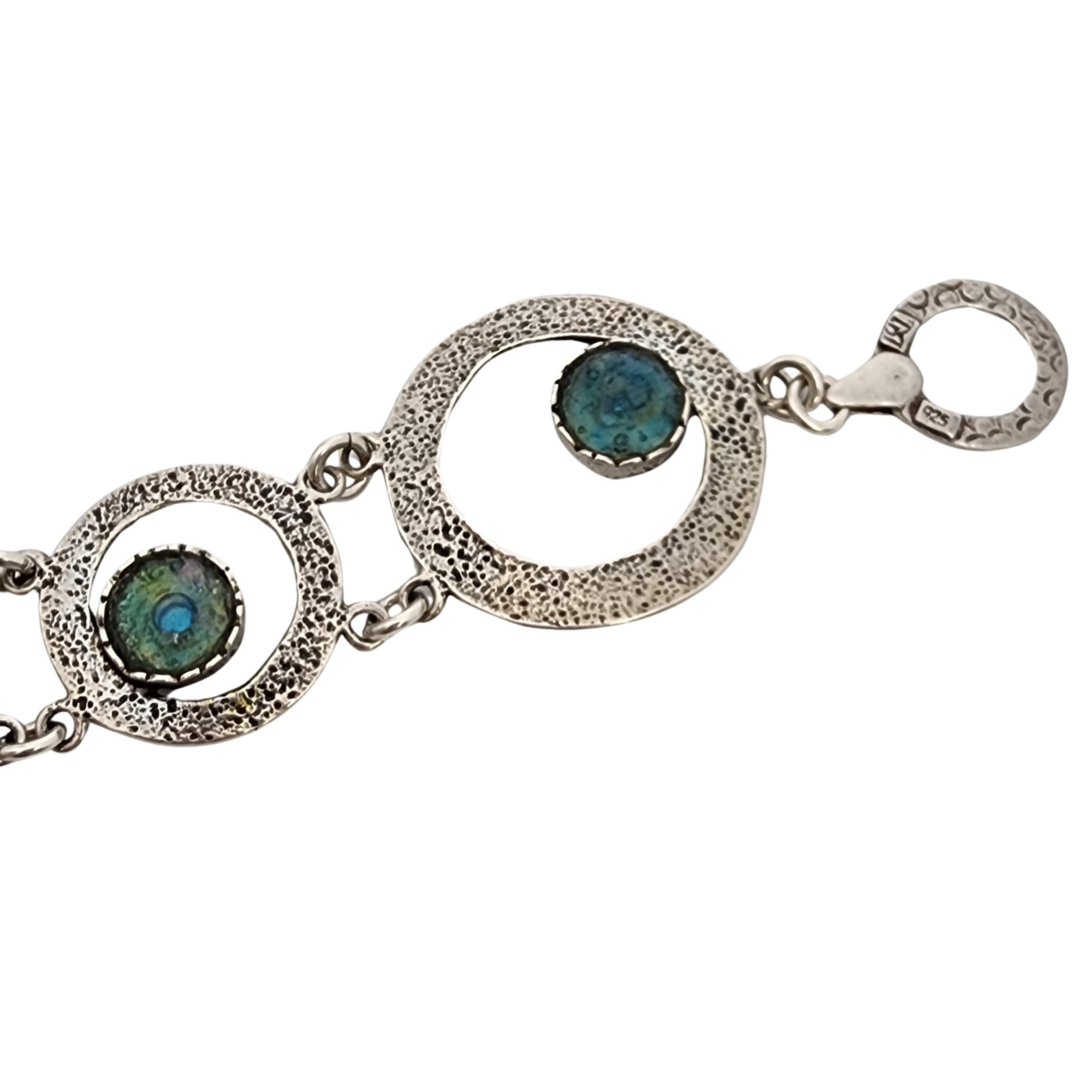 Michal Kirat Bracciale moderno con cerchi in vetro romano martellato in argento sterling #17680 in vendita 1