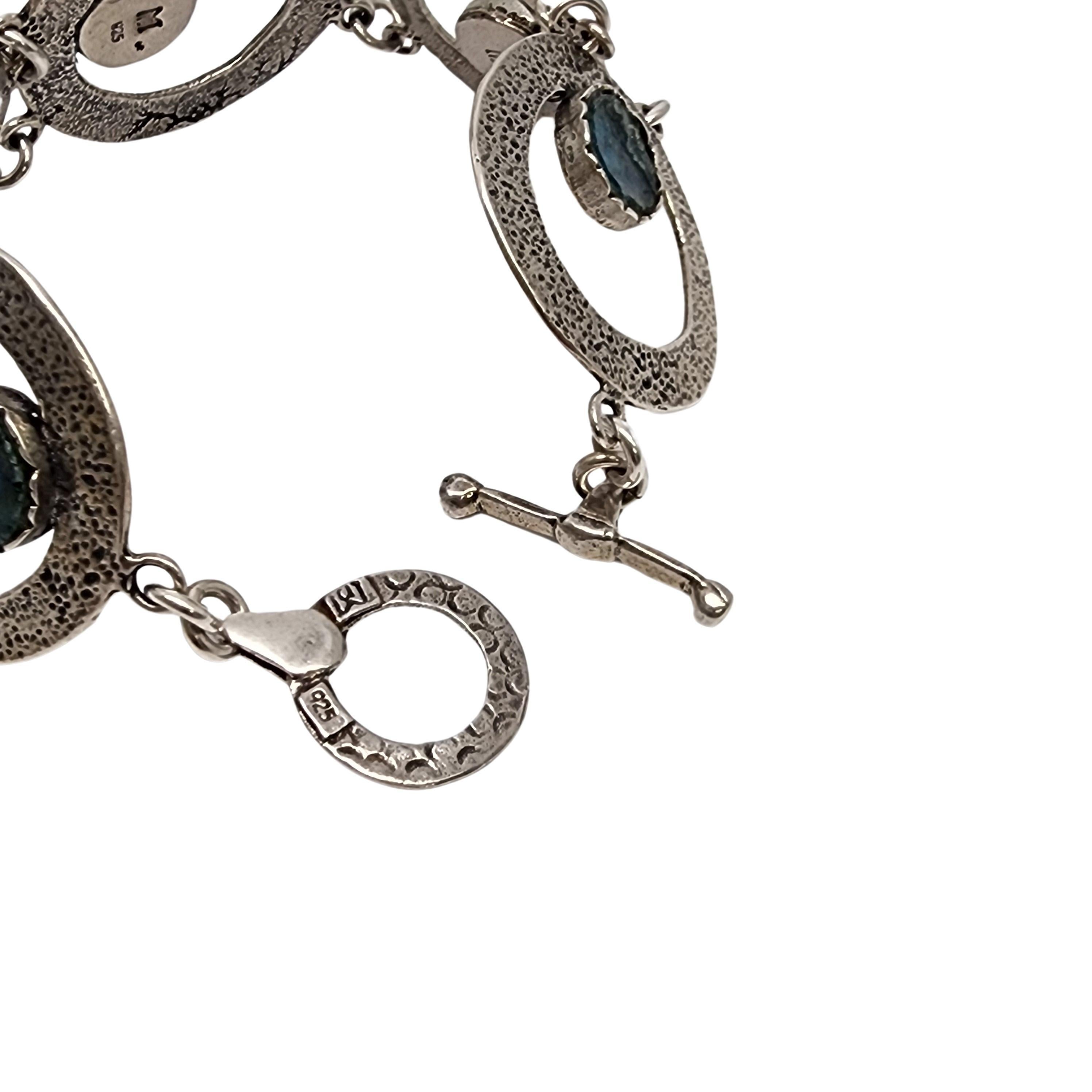 Michal Kirat Bracciale moderno con cerchi in vetro romano martellato in argento sterling #17680 in vendita 2