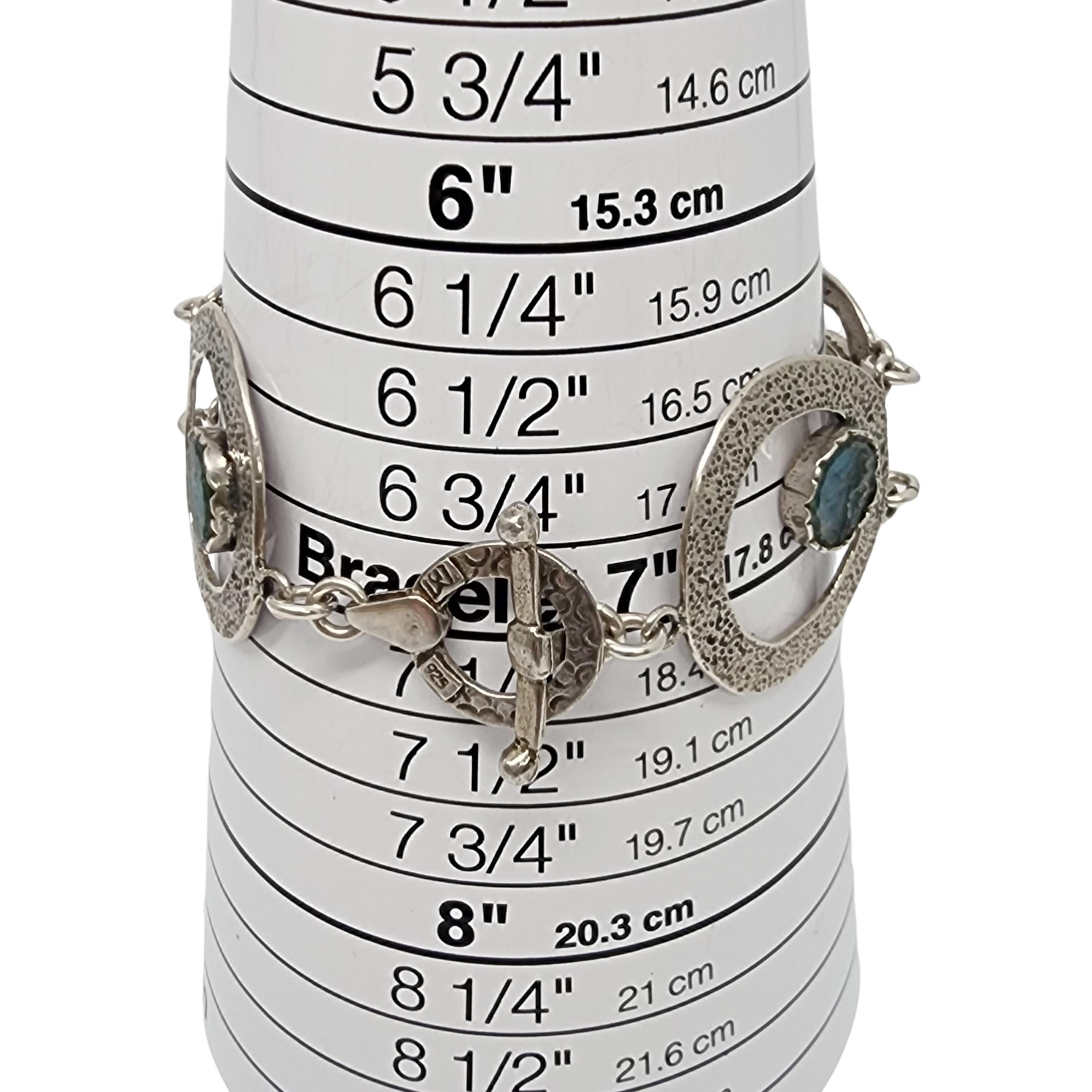 Michal Kirat Bracciale moderno con cerchi in vetro romano martellato in argento sterling #17680 in vendita 5