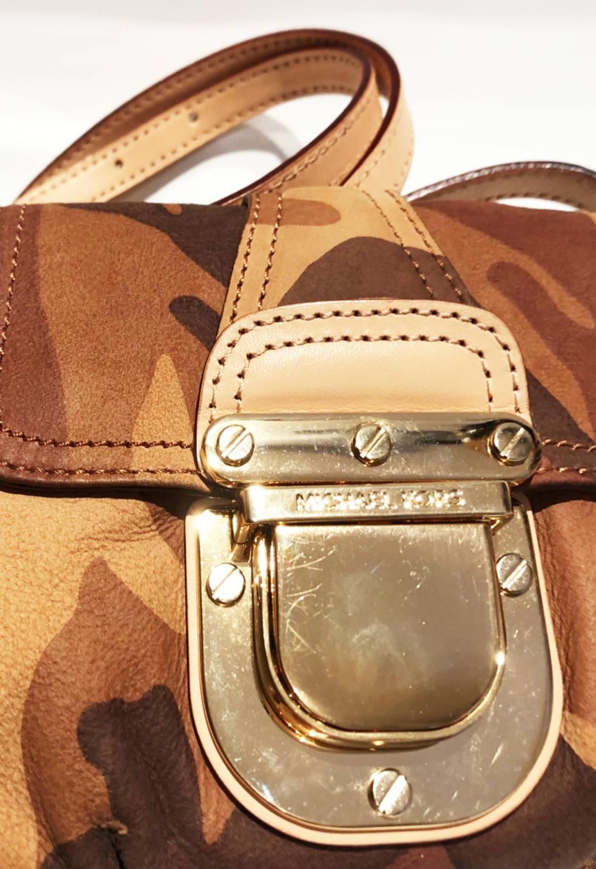 Michal Kors Brown Camouflage Leather Mini Bag  2