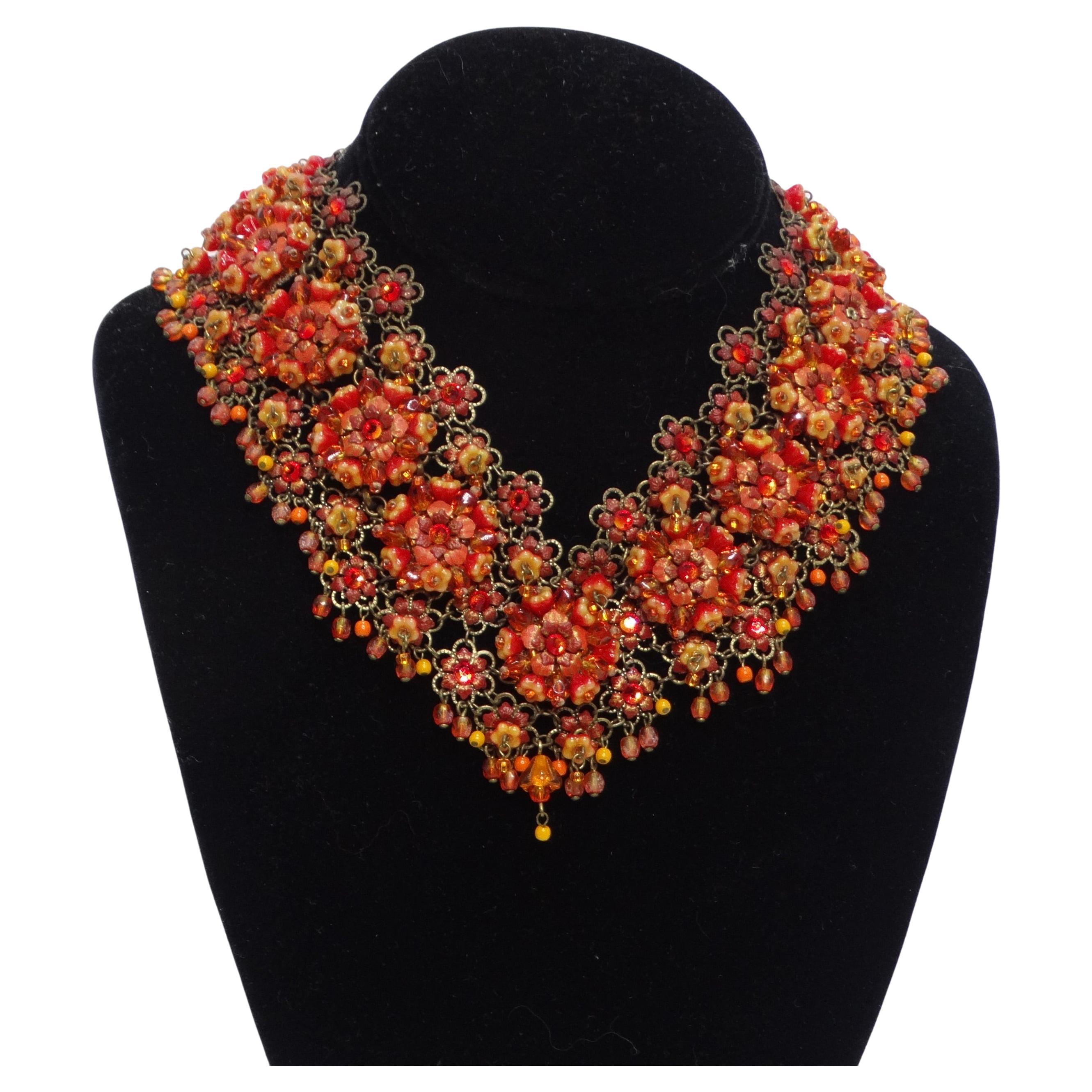 Michal Negrin Red Flower Choker For Sale