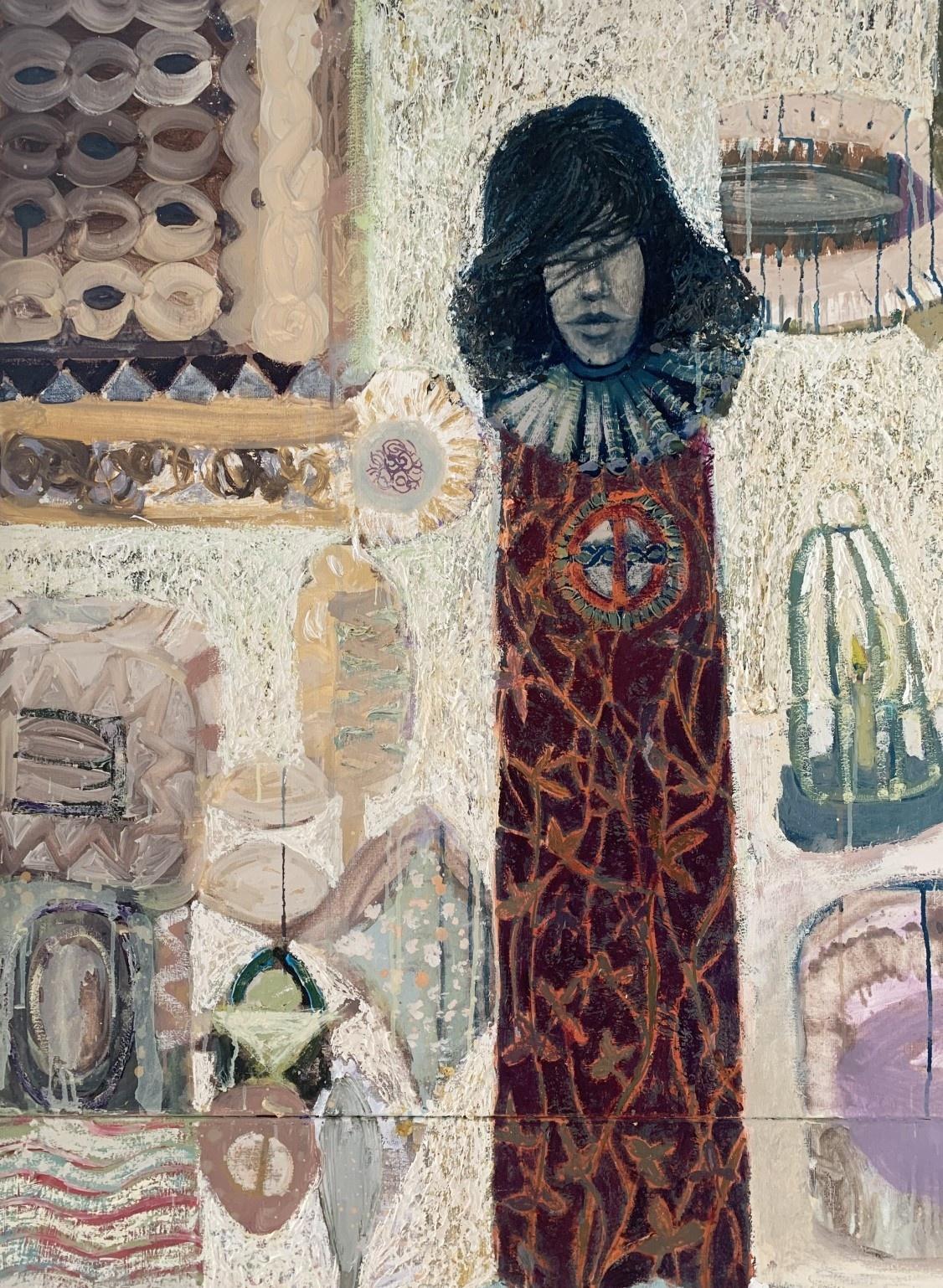 El grito del gobernante - Pintura acrílica figurativa abstracta contemporánea, con textura en venta 1