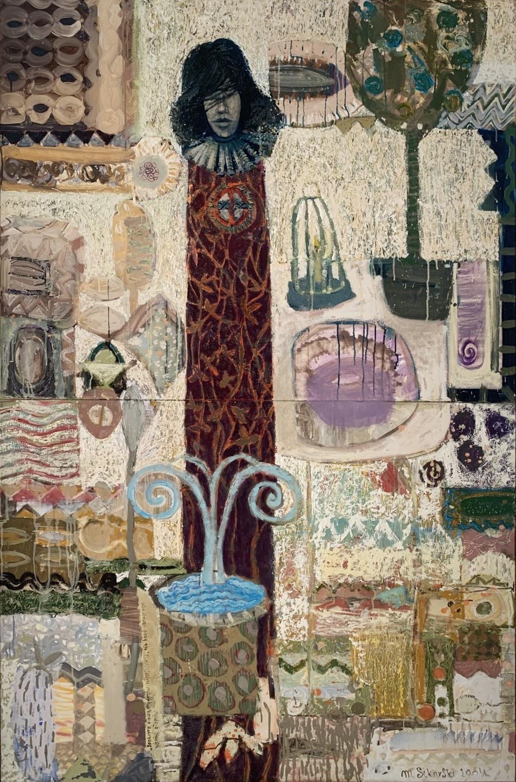 El grito del gobernante - Pintura acrílica figurativa abstracta contemporánea, con textura