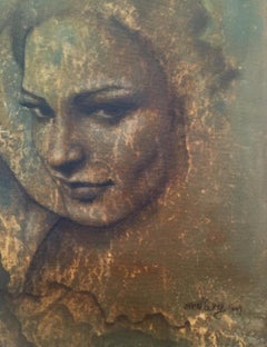 Portrait d'une jeune femme 1 - peinture à l'huile figurative, Nouvelle Renaissance 