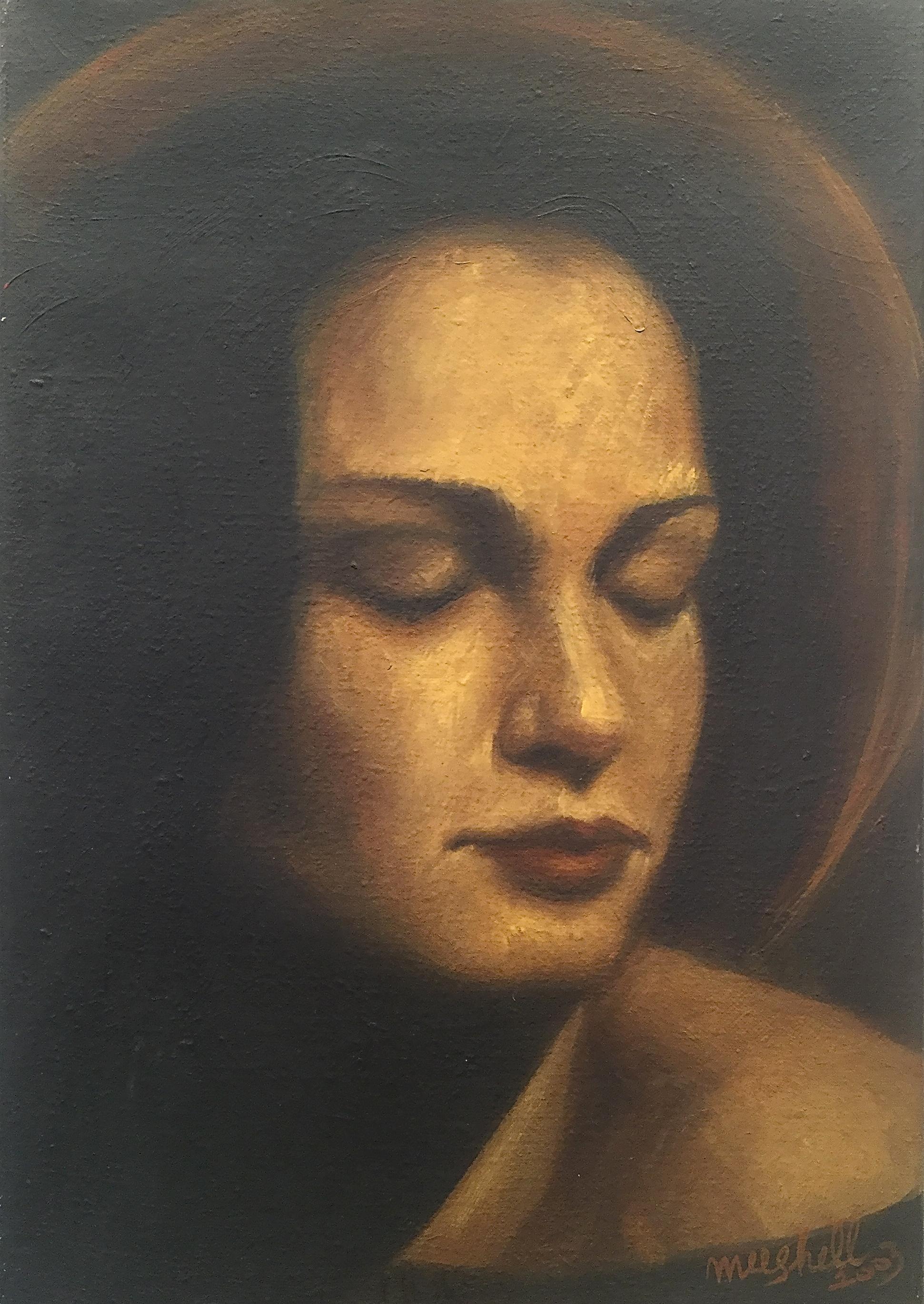 Portrait Of A Young Woman 2 - Figurative Oil Painting, New Renaissance 
Contemporary painting oil on canvas