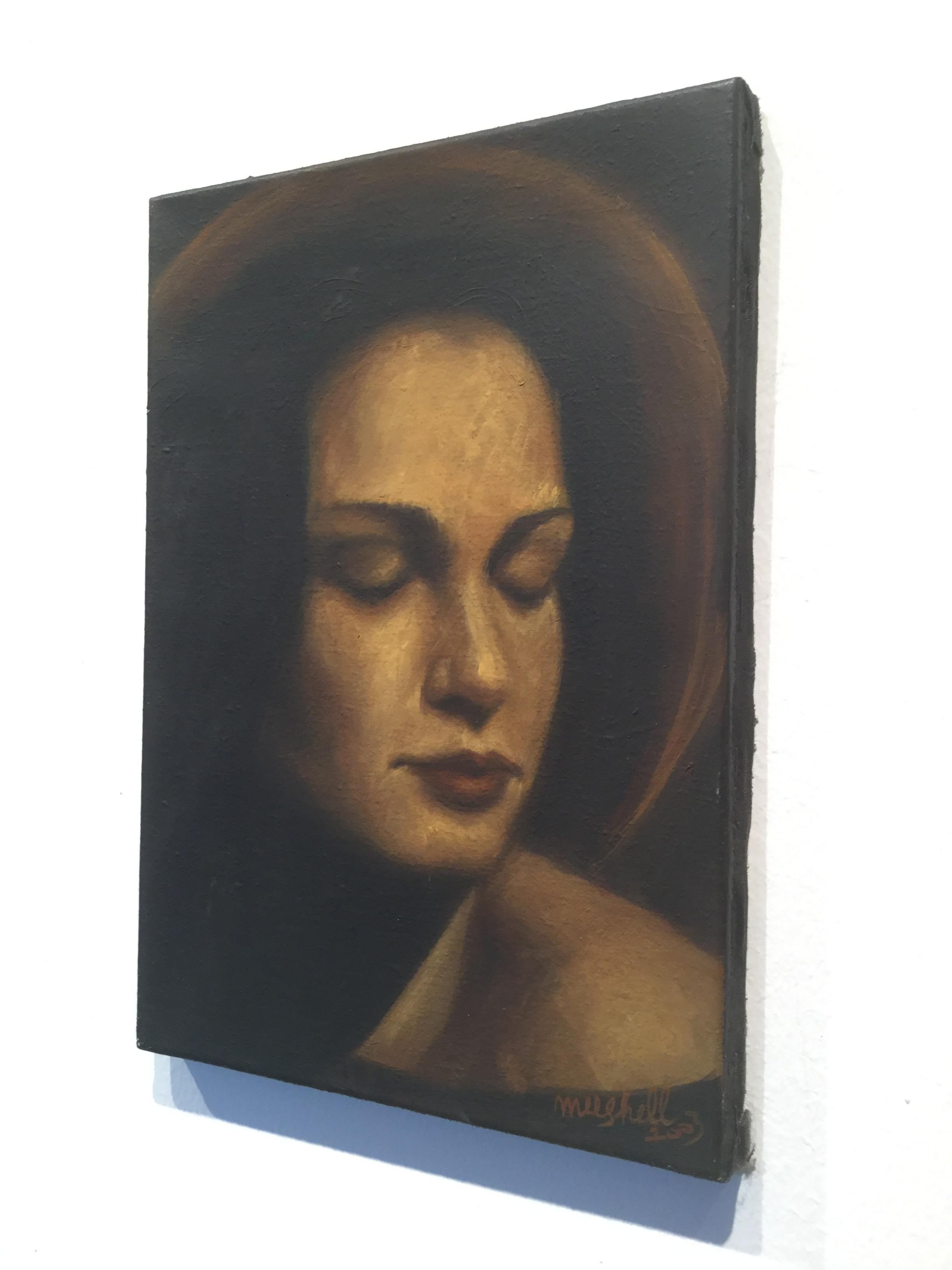 Portrait Of A Young Woman 2 - Figurative Oil Painting, New Renaissance  For Sale 1