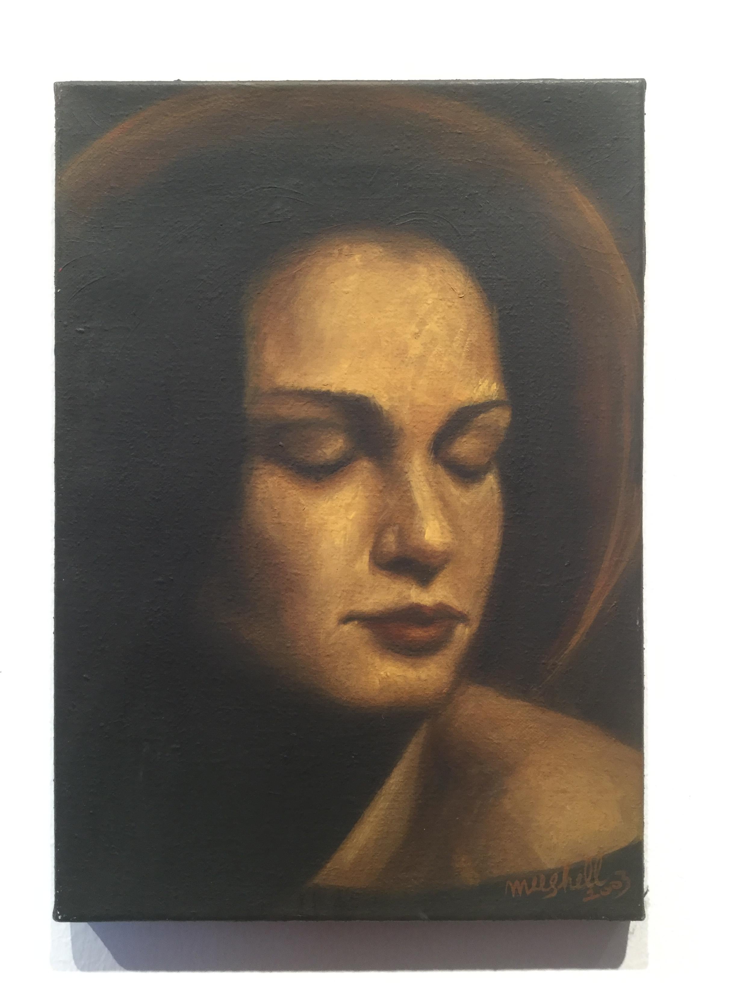 Portrait d'une jeune femme 2 - Peinture à l'huile figurative, Nouvelle Renaissance 