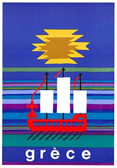 Original Grece (Grèce) vintage Greek Tourist Board vintage travel poster