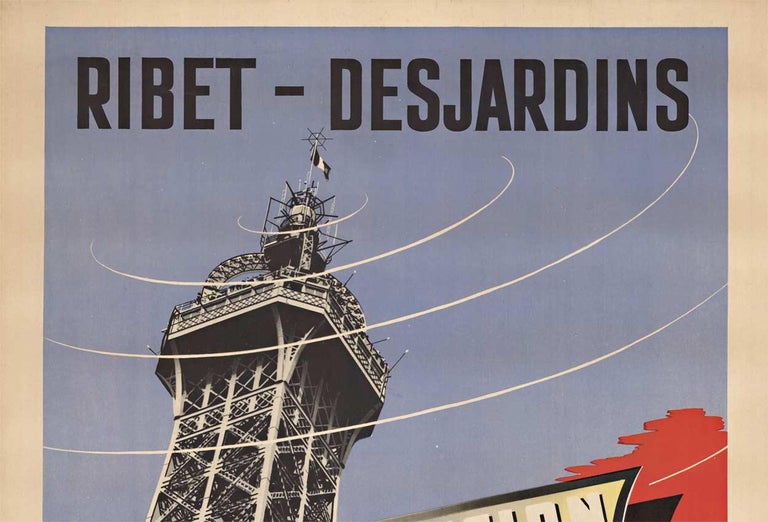 Original Ribet - Desjardins UNIC Television and Radio vintage poster - Brown Landscape Print by Michaud 