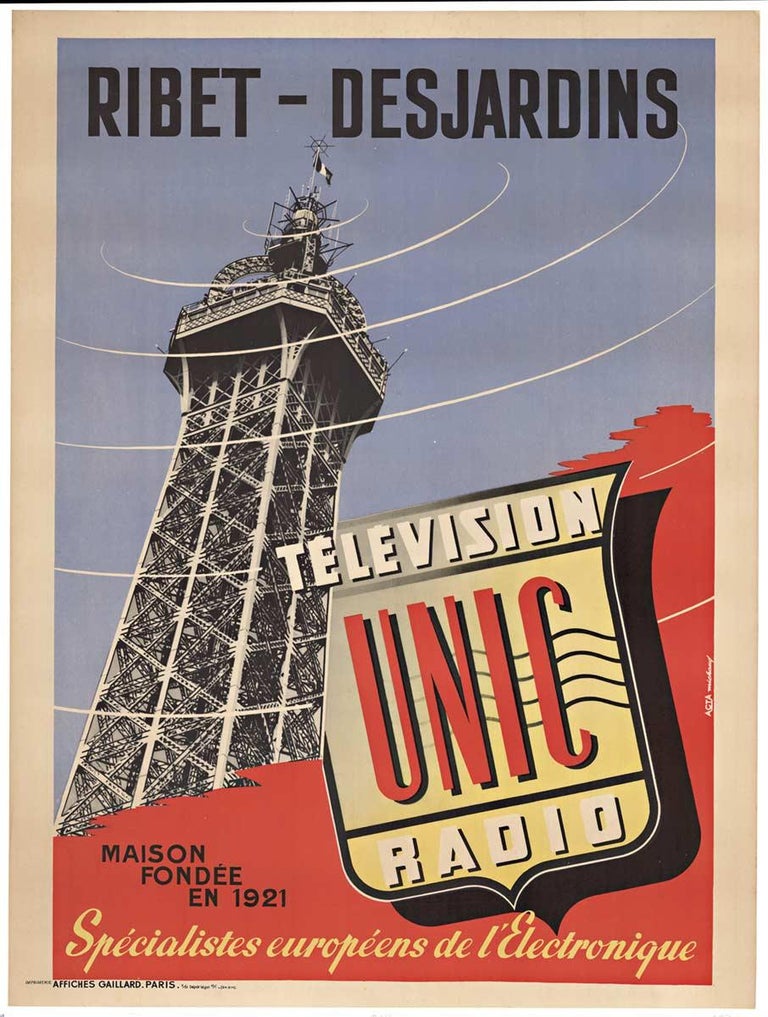 Michaud  Landscape Print - Original Ribet - Desjardins UNIC Television and Radio vintage poster