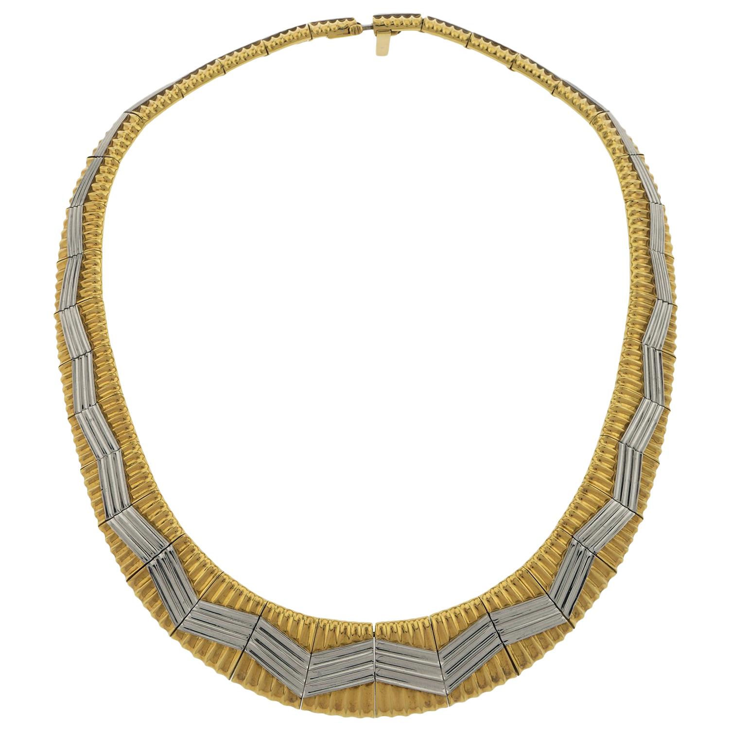 Micheal Bondaza 18 Karat Yellow Gold and Platinum Necklace For Sale