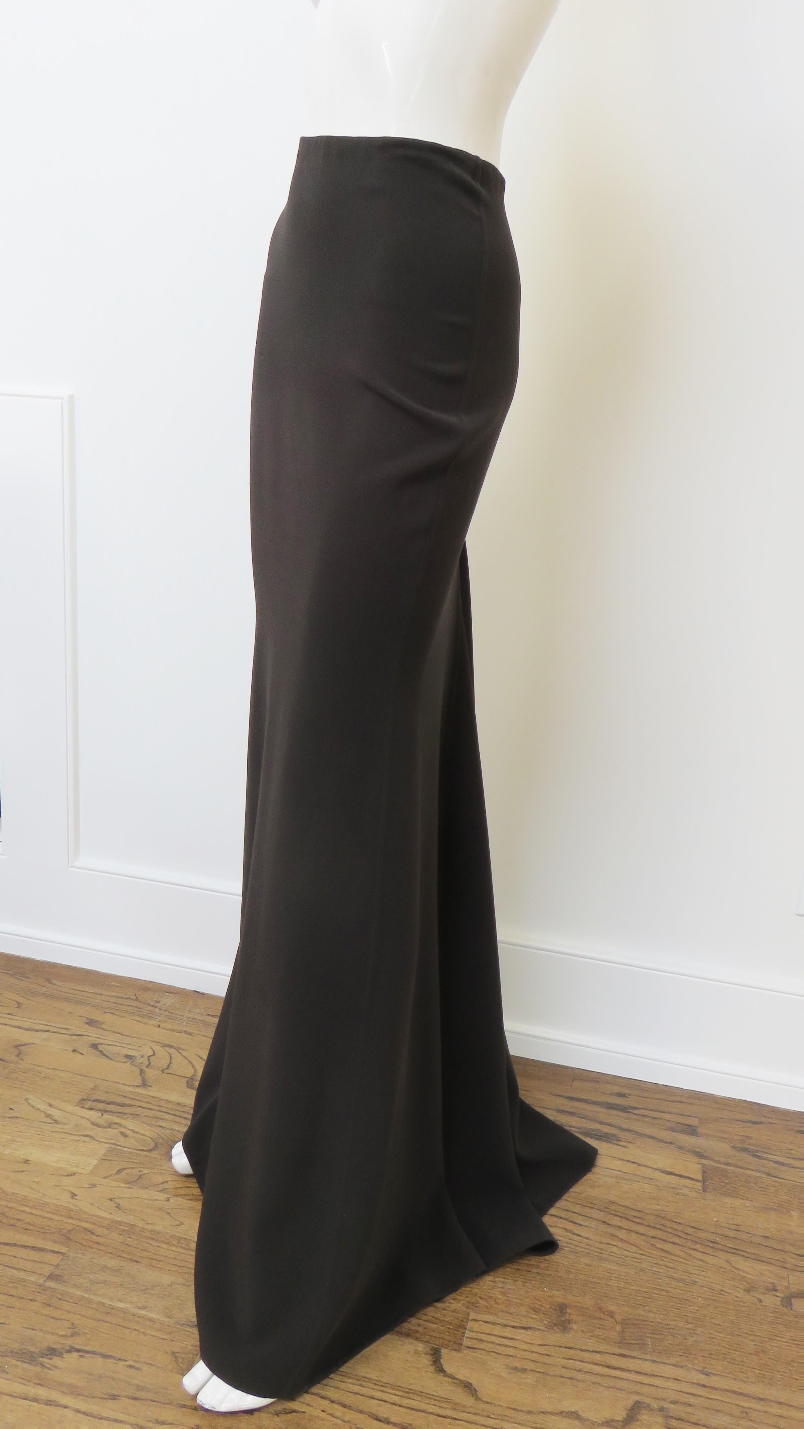 Micheal Kors Wool Maxi Skirt with Train In Excellent Condition For Sale In Water Mill, NY