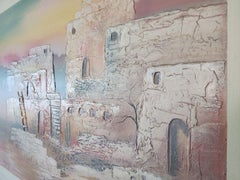 Village urbain peint - Art des techniques mixtes de Micheal Nisperos