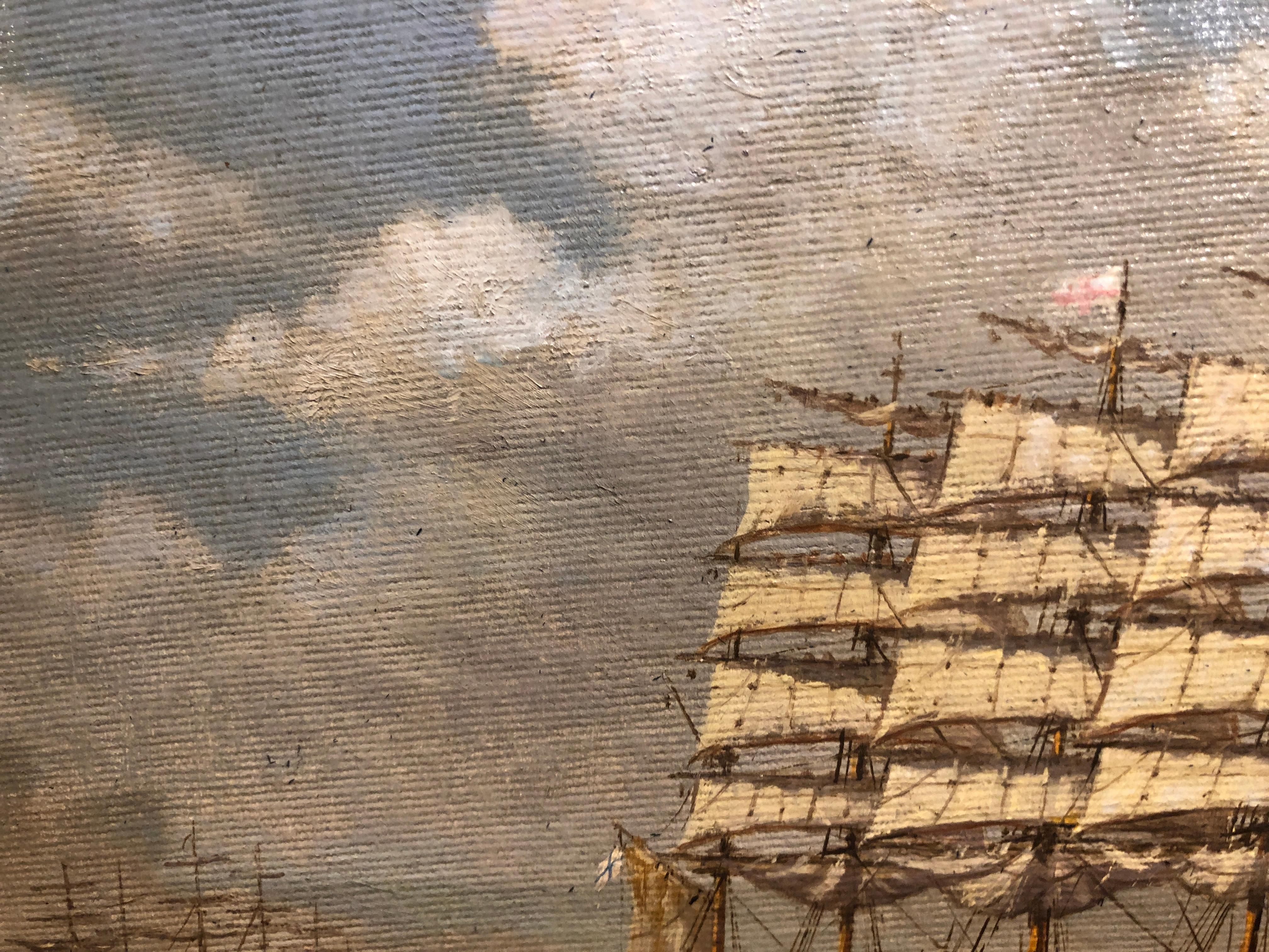 FINE OIL PAINTING di Michael Whitehand B1940 NAVY ADMIRALTY XX SECOLO PEZZO 1