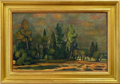 "Sunset in the Summer Forrest" Russian 20th Century Lush Landscape Oil Painting