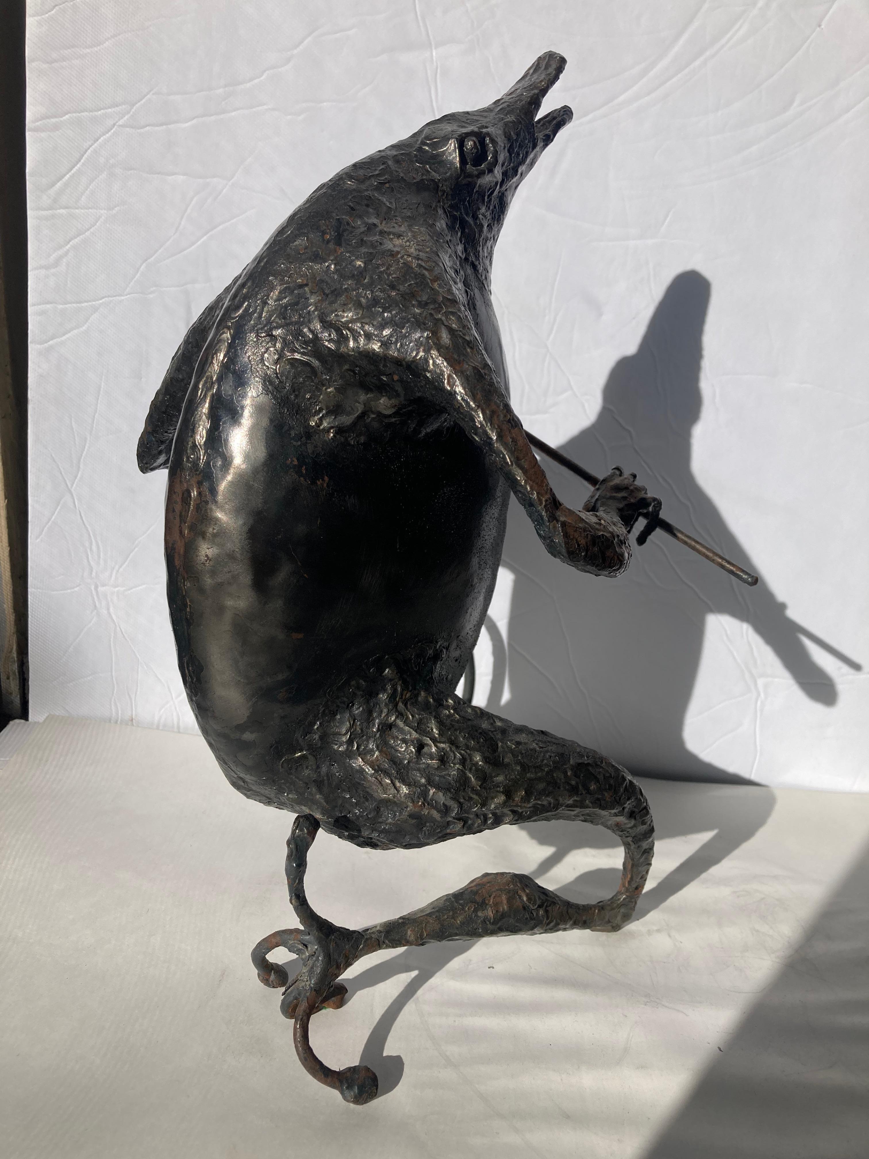 Grand échantillon de l'artiste français Michel Anasse dans cette sculpture surréaliste en métal soudé de la série 