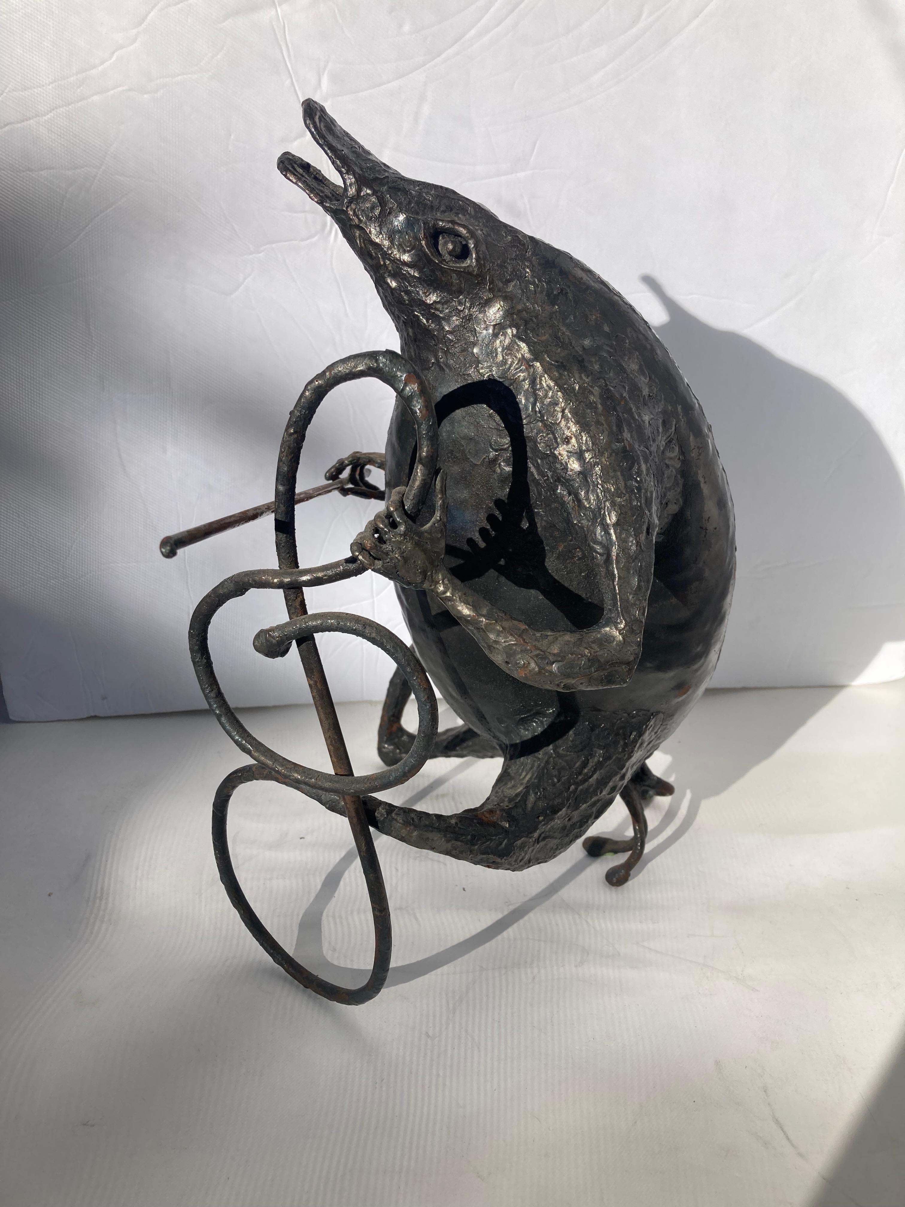 Français Sculpture « Musician » de Michel Anasse, surréaliste brutaliste surréaliste en métal abstrait en vente