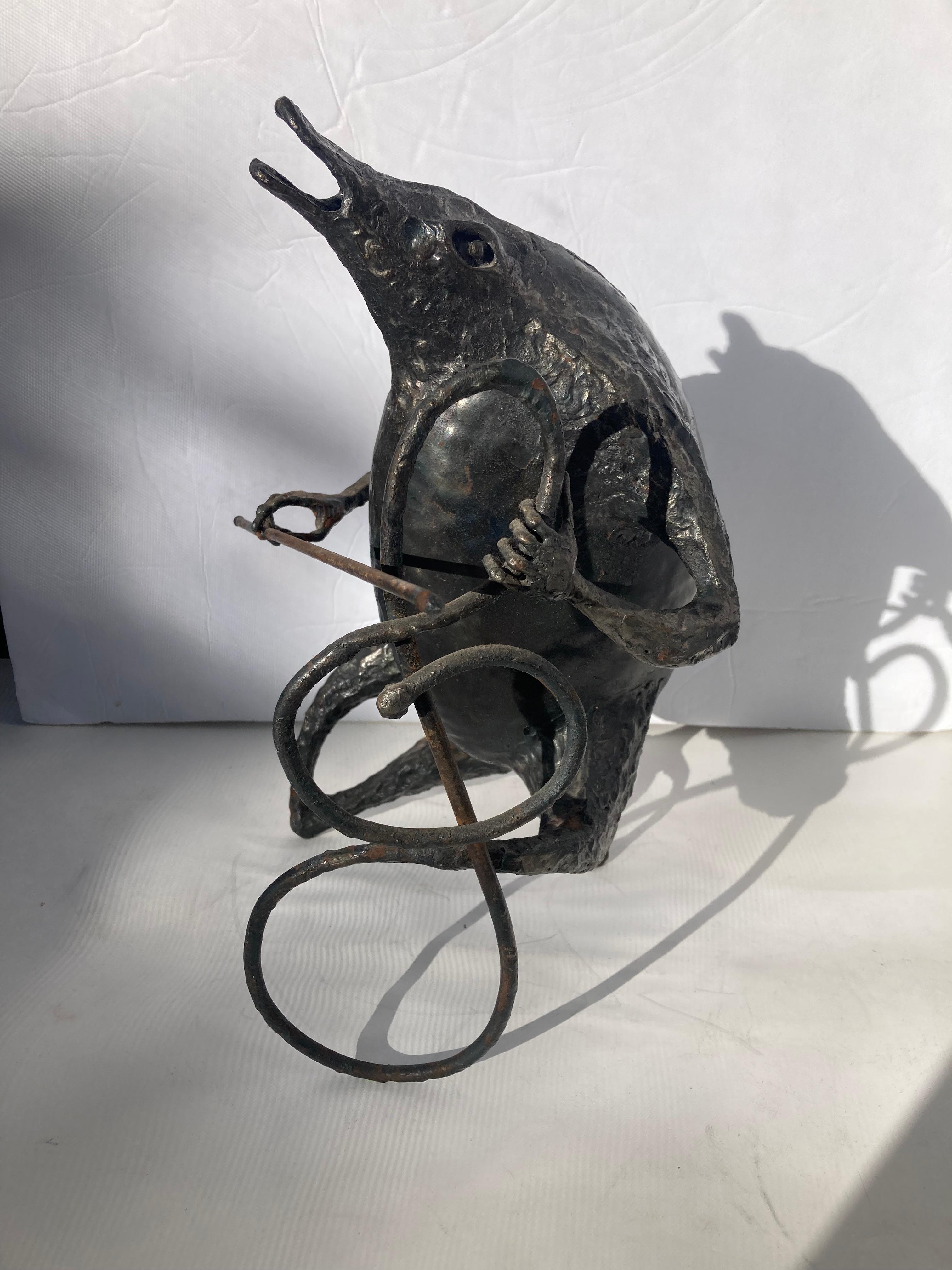 Fait main Sculpture « Musician » de Michel Anasse, surréaliste brutaliste surréaliste en métal abstrait en vente