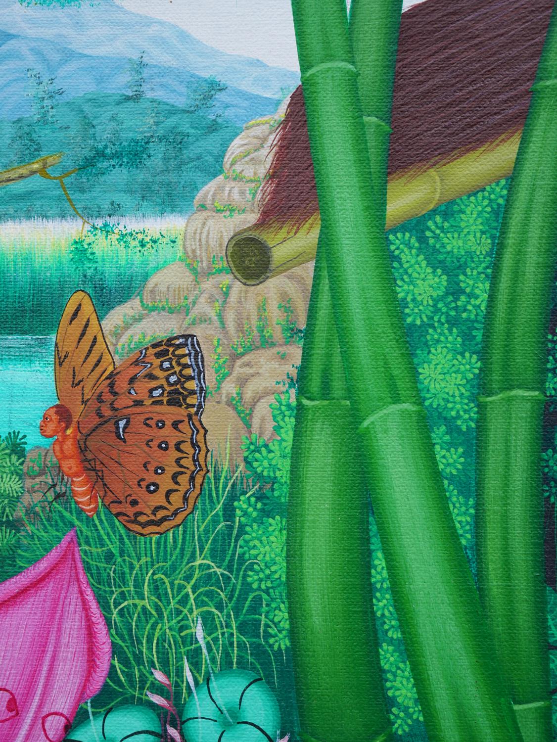 Colorful Tropical Jungle Landscape with Central Nude Female Figure 7