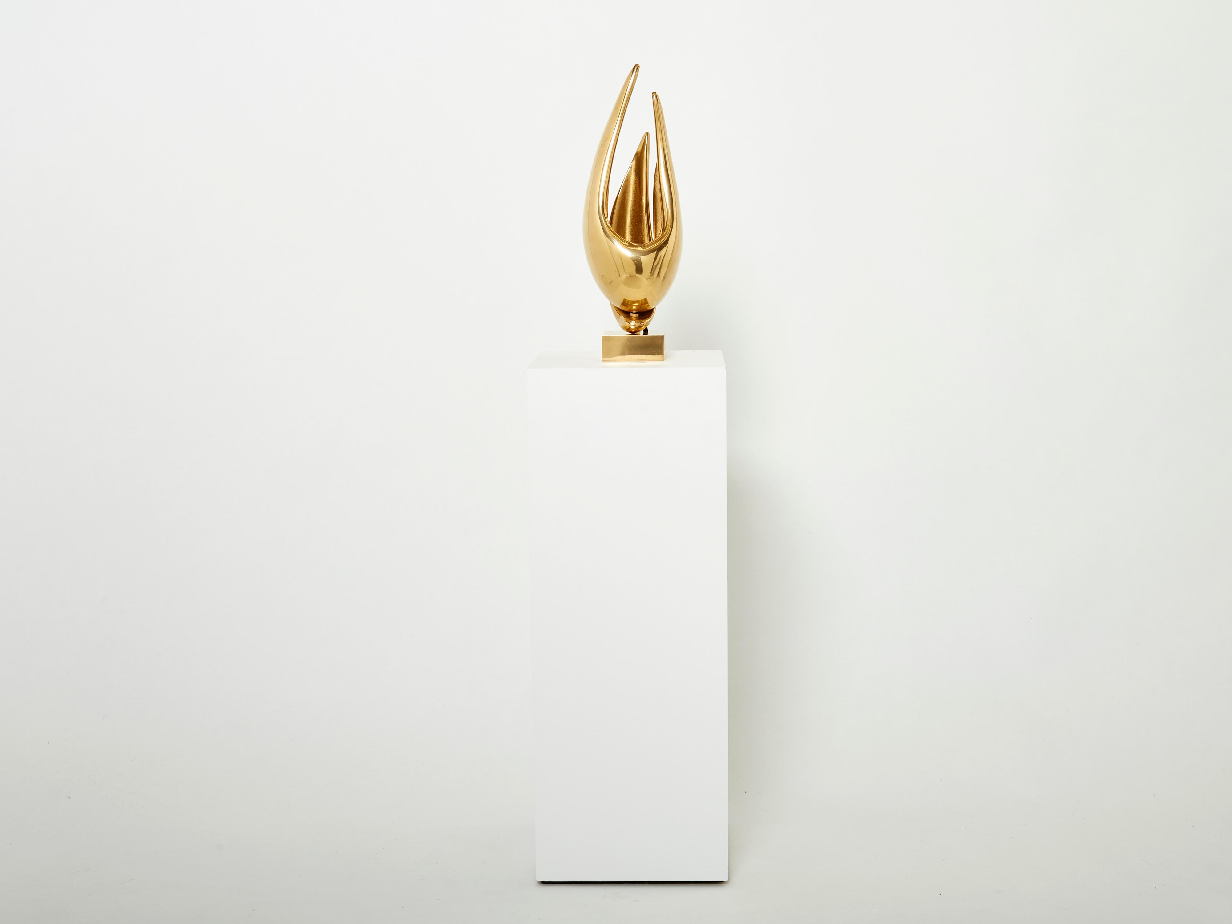 Michel Armand Gilt Bronze Modernist Sculpture Table Lamp, 1970 For Sale 1