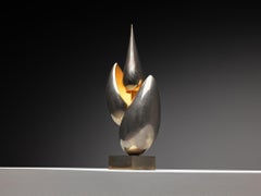 Michel Armand Rare Sculptural Table Lamp in Nickel Plated Bronze