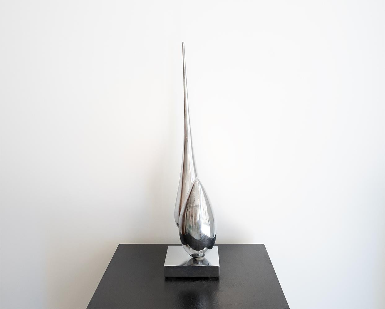 French Michel Armand Sculptural Lamp in Chromed, circa 1970 For Sale