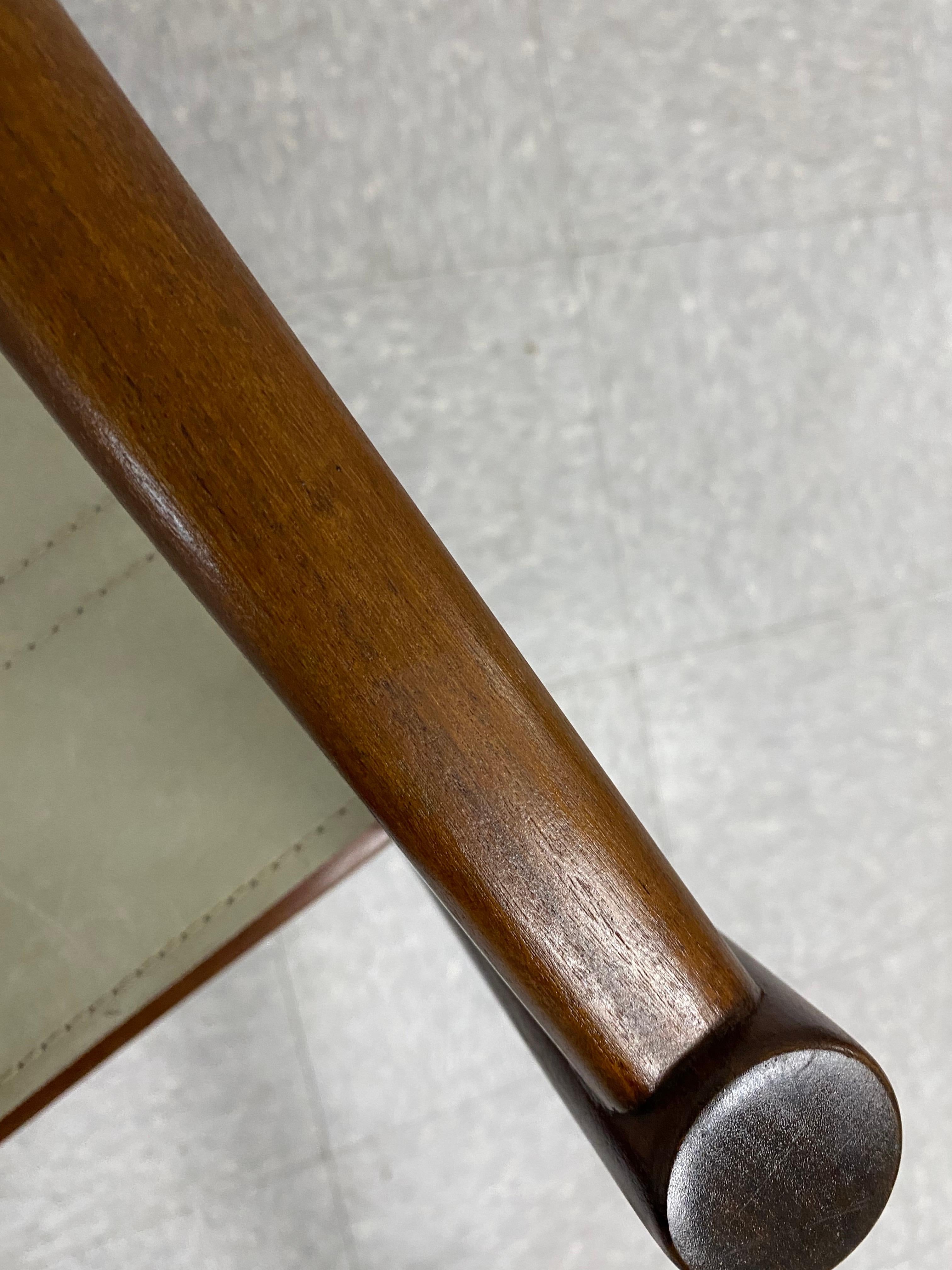 Michel Arnoult Leather + Imbuia Pair Chairs (Brazil) For Sale 1