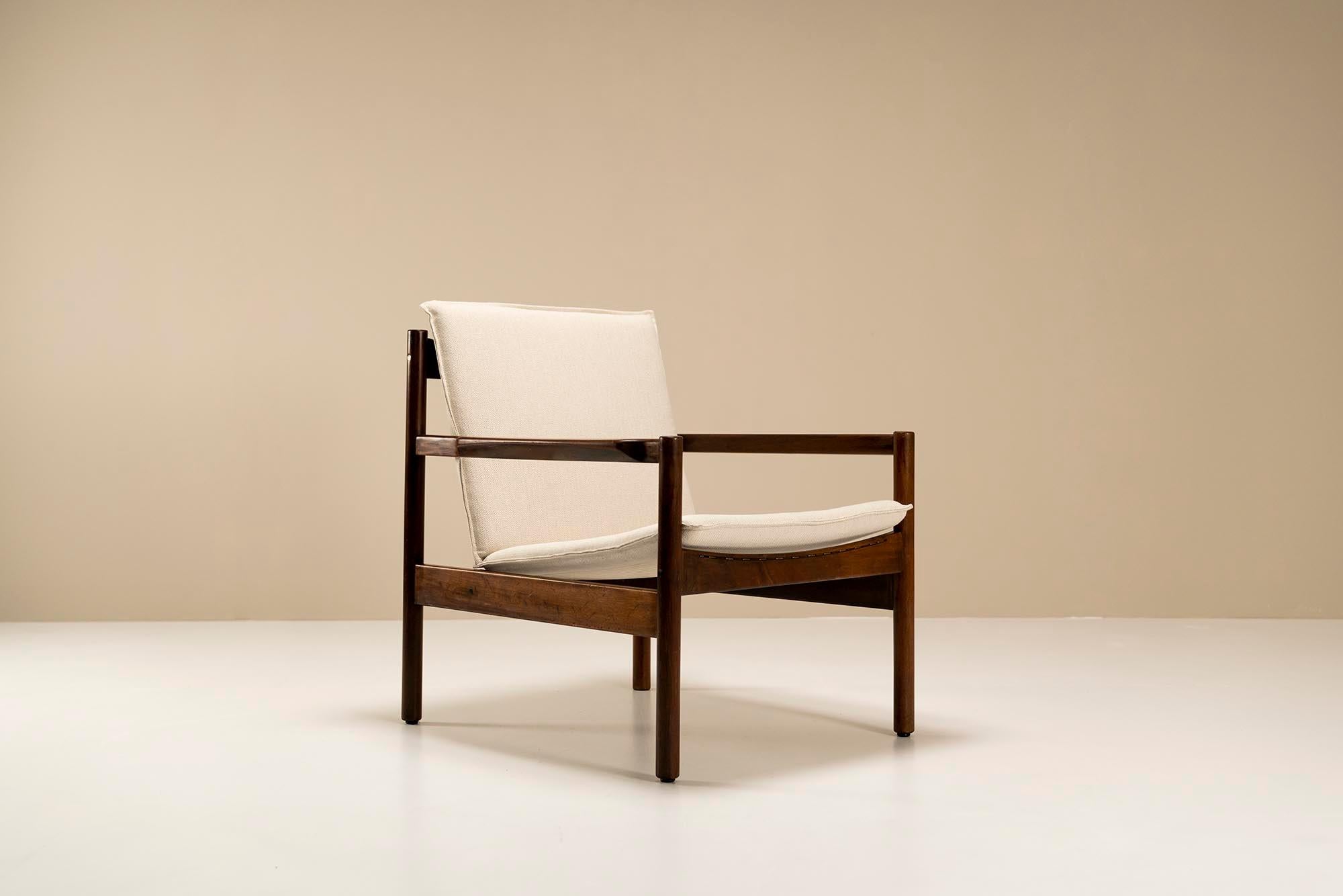 Brazilian Michel Arnoult Ouro Preto Lounge Chair in Imbuia Wood with Ottoman, Brasil 1958