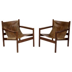 Michel Arnoult Patinated Leather Sling Chairs