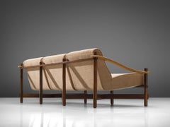 Michel Arnoult Sofa in Solid Rosewood and Leather Arms