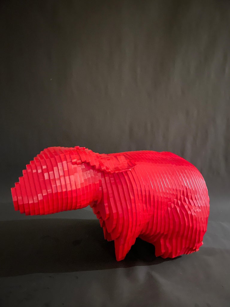 Michel Audiard - Red lacquered resin sculpture, 