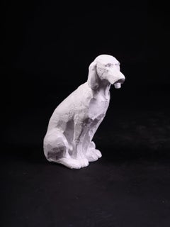 White lacquered resin sculpture, "Cheverny's Dog" by Michel Audiard, 2022,France