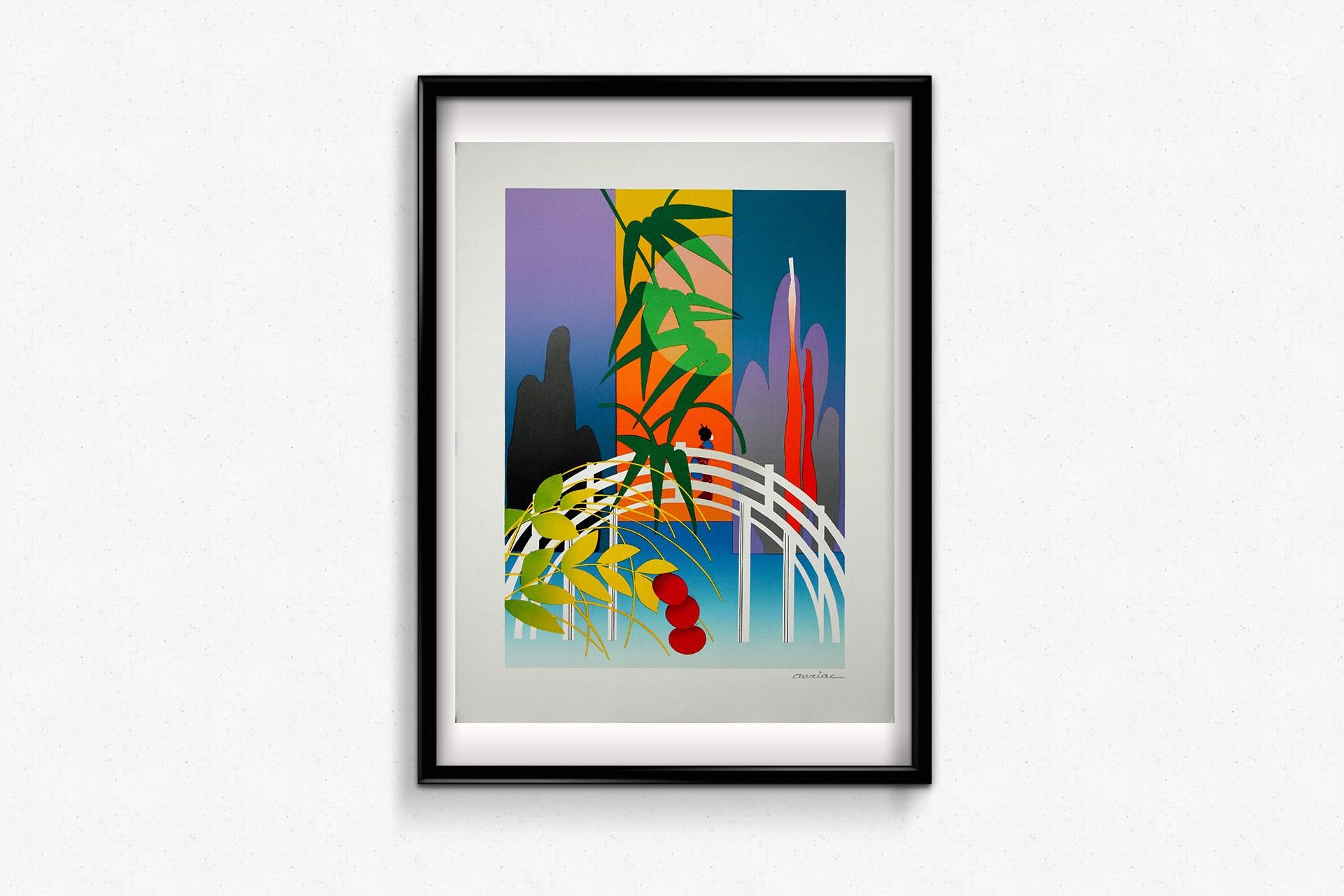 Lithographie originale du célèbre affichiste français Michel Auriac - Japon en vente 1