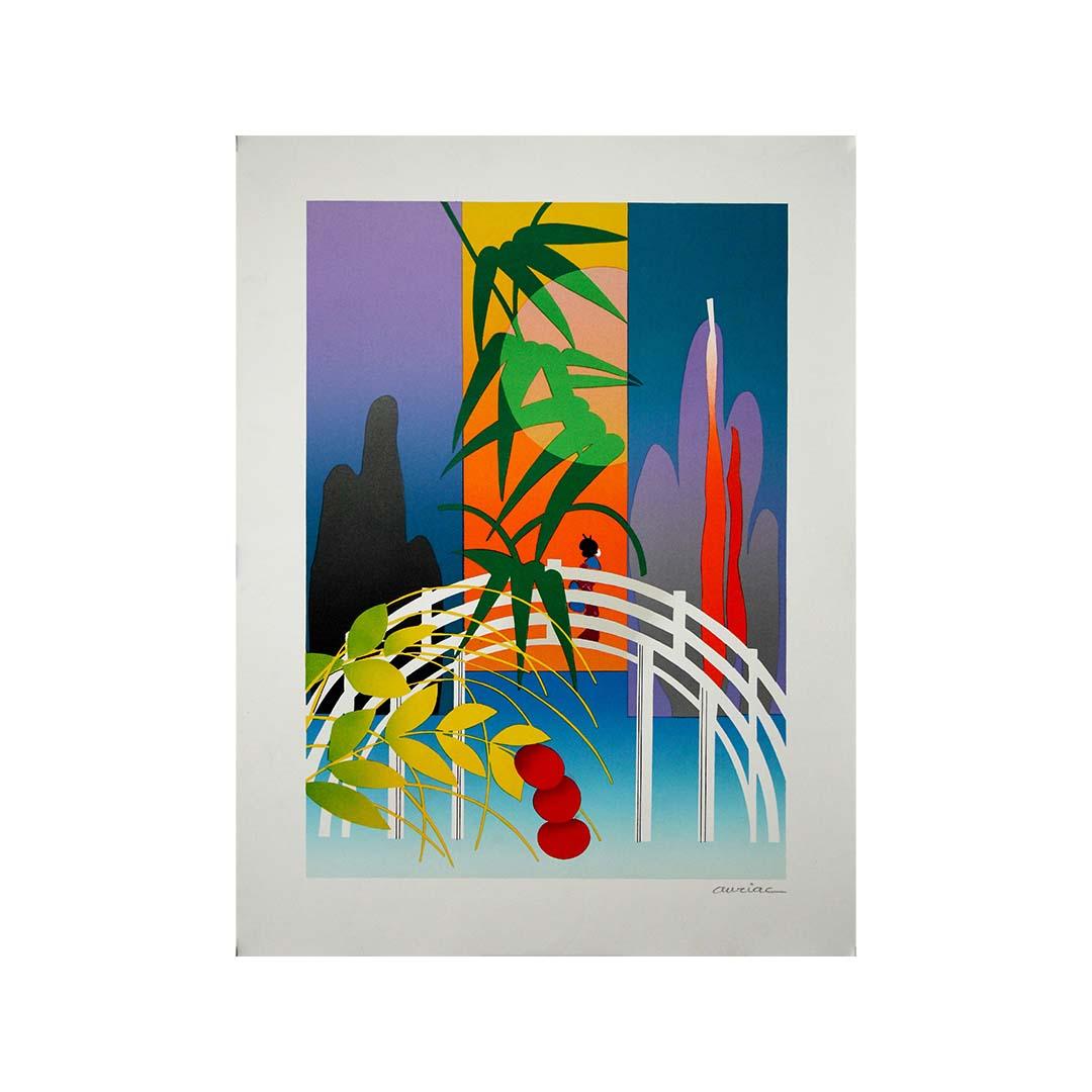 Lithographie originale du célèbre affichiste français Michel Auriac - Japon en vente 3