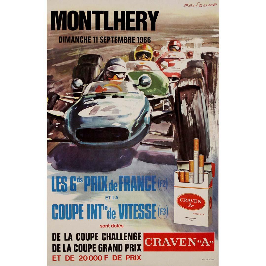 Cartel original de 1966 de Beligond - Les grands prix de France - Montlhery - Print de Michel Beligond
