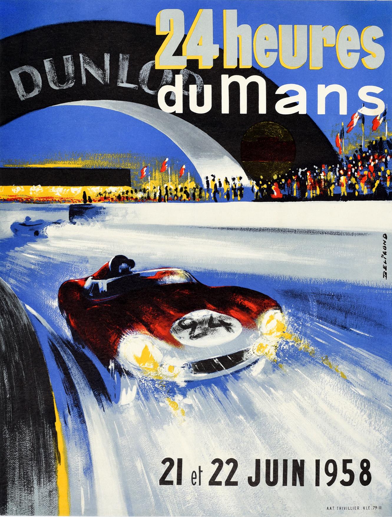 Michel Beligond Print - Original Vintage Motor Sport Poster 24 Heures Du Mans Endurance Car Race Le Mans
