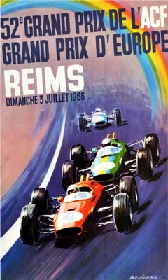 Original Retro Motorsport Poster Grand Prix D'Europe Formula One Auto Racing
