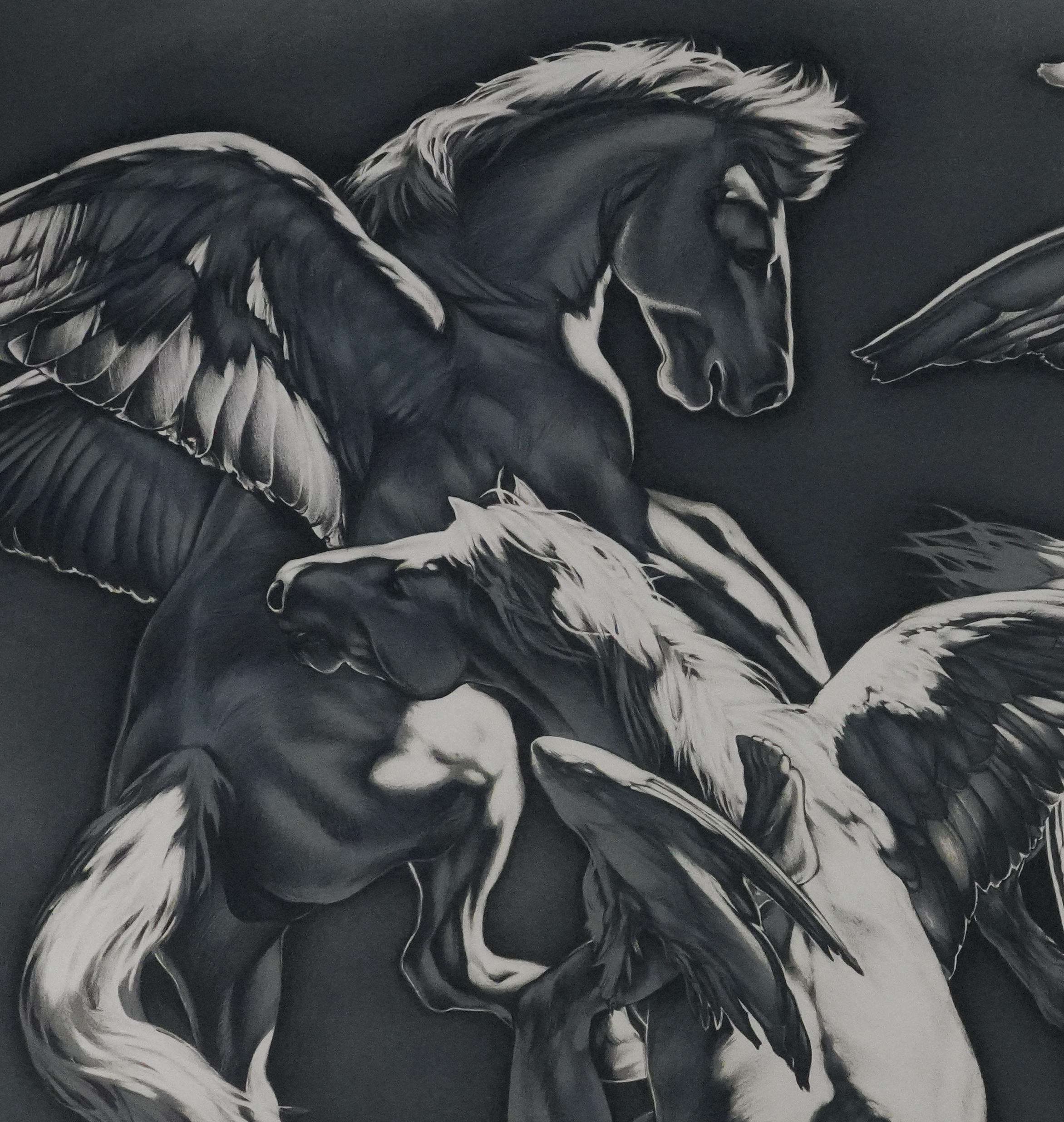 Pegasus - Lithograph Original Handsigned - Abstract Print by Michel Bez