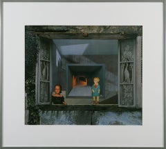 Retro Window Opus 4, Collage, 18.5 x 20.5 framed, French Artist, Detailed Work