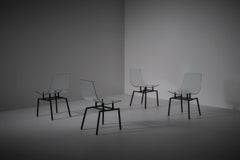Michel Blondeau, Satz von vier „verre securit“-Stühlen, Frankreich 1958